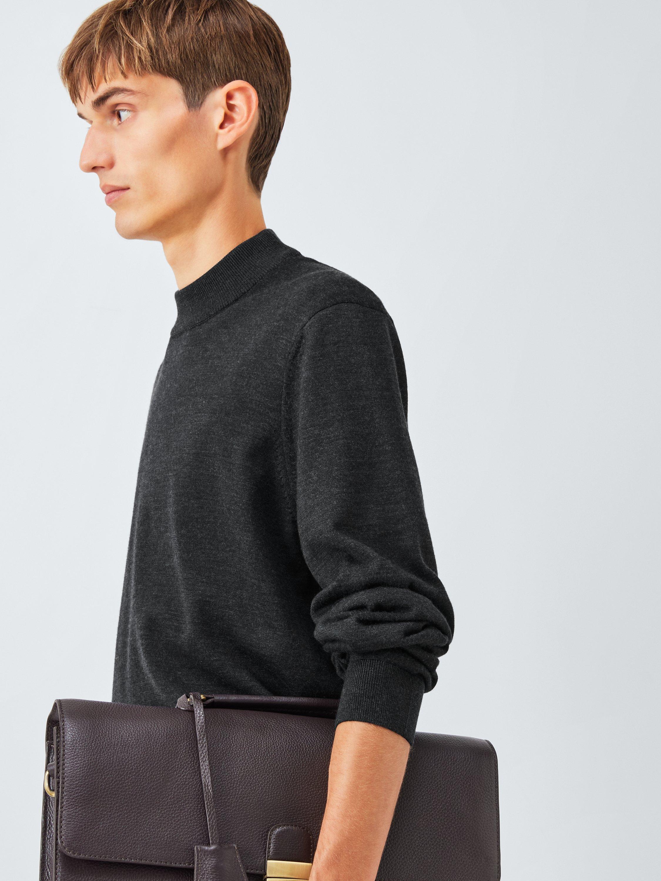 Product image 5 of 6, which shows John Lewis J. Lewis The Mock Neck Wool Jumper, Black, S