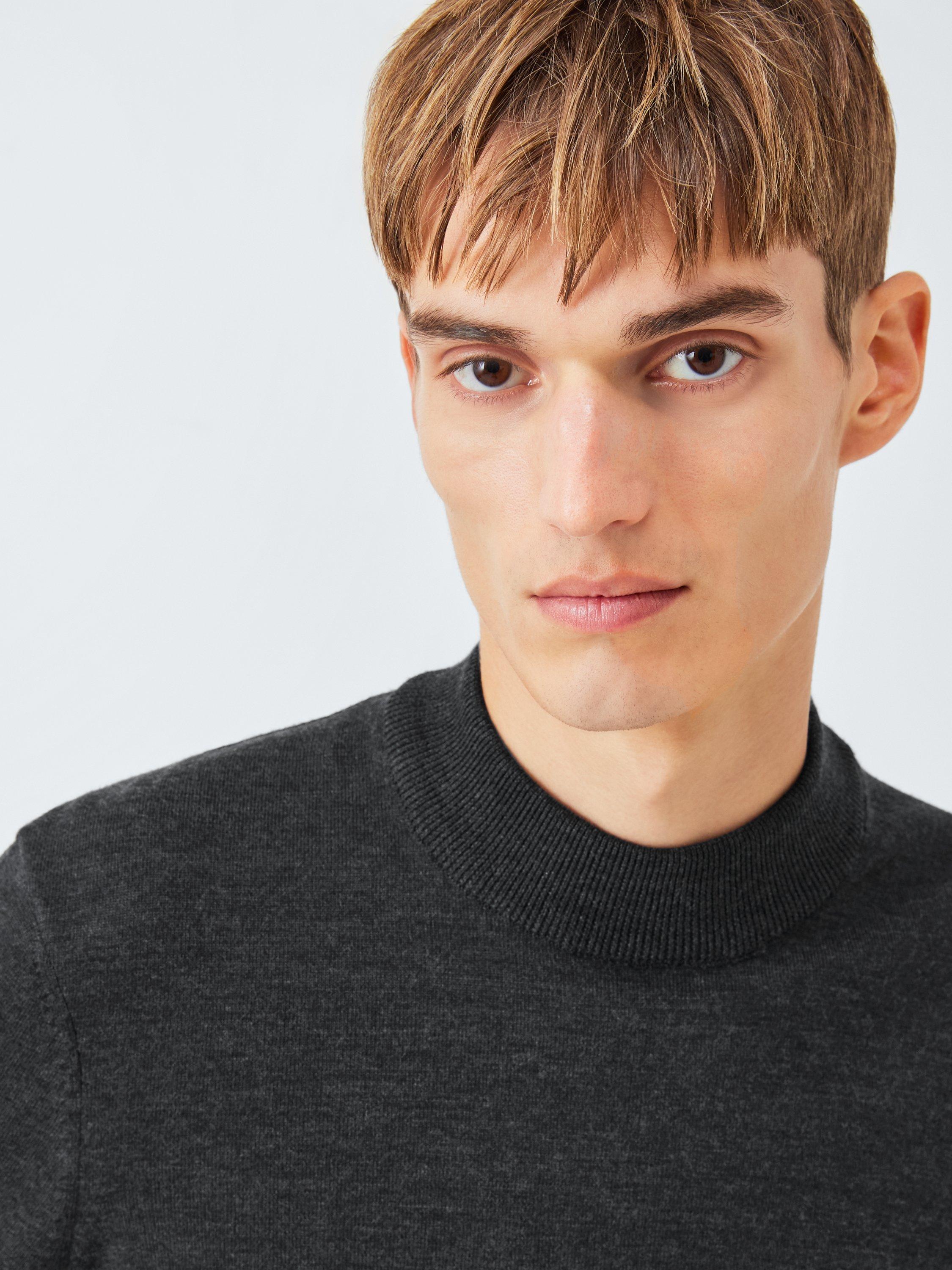 Product image 6 of 6, which shows John Lewis J. Lewis The Mock Neck Wool Jumper, Black, S