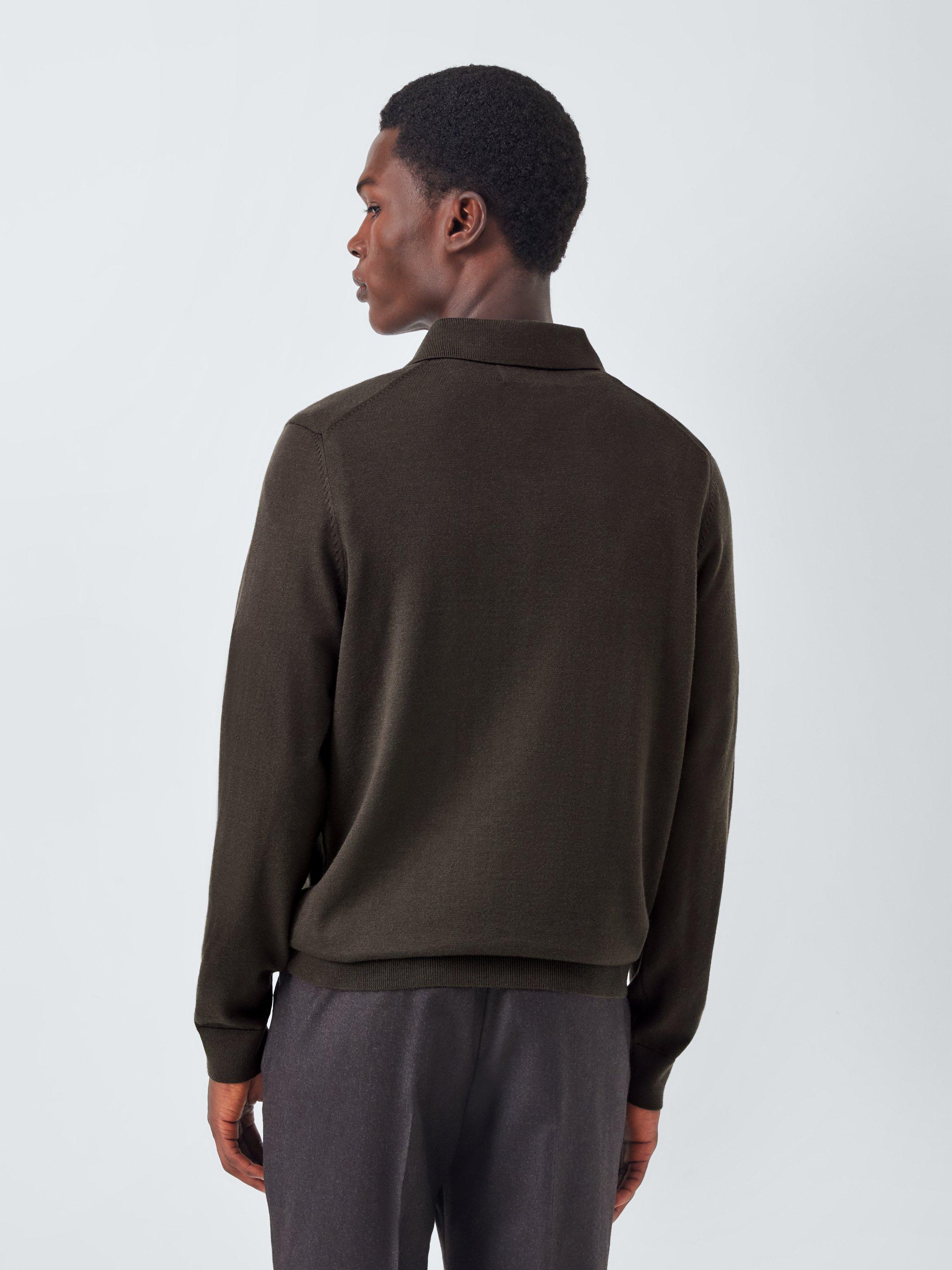 Product image 3 of 6, which shows John Lewis J. Lewis The Knitted Wool Polo, Brown, S