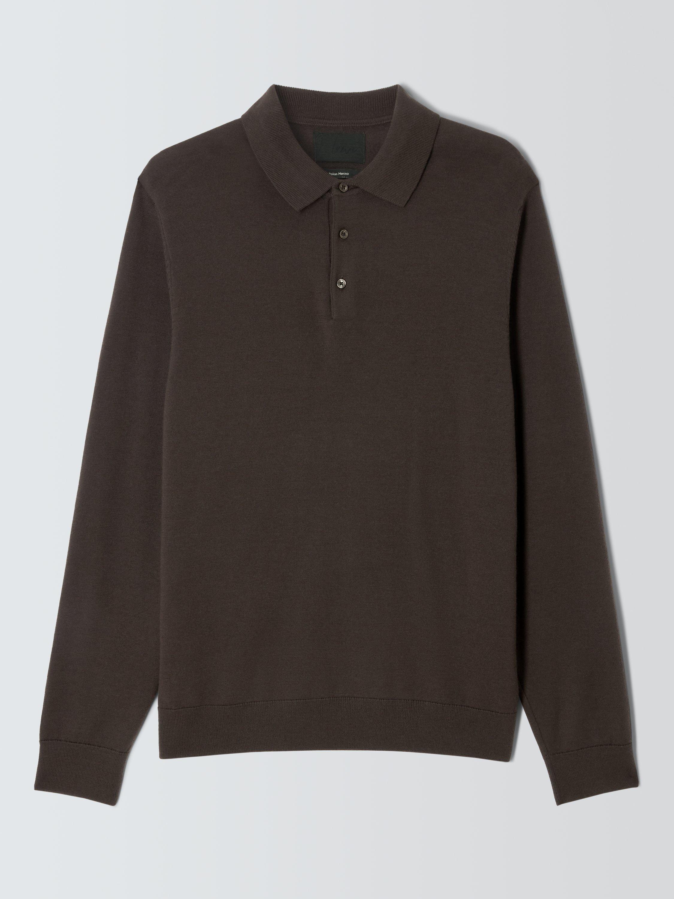 Product image 4 of 6, which shows John Lewis J. Lewis The Knitted Wool Polo, Brown, S