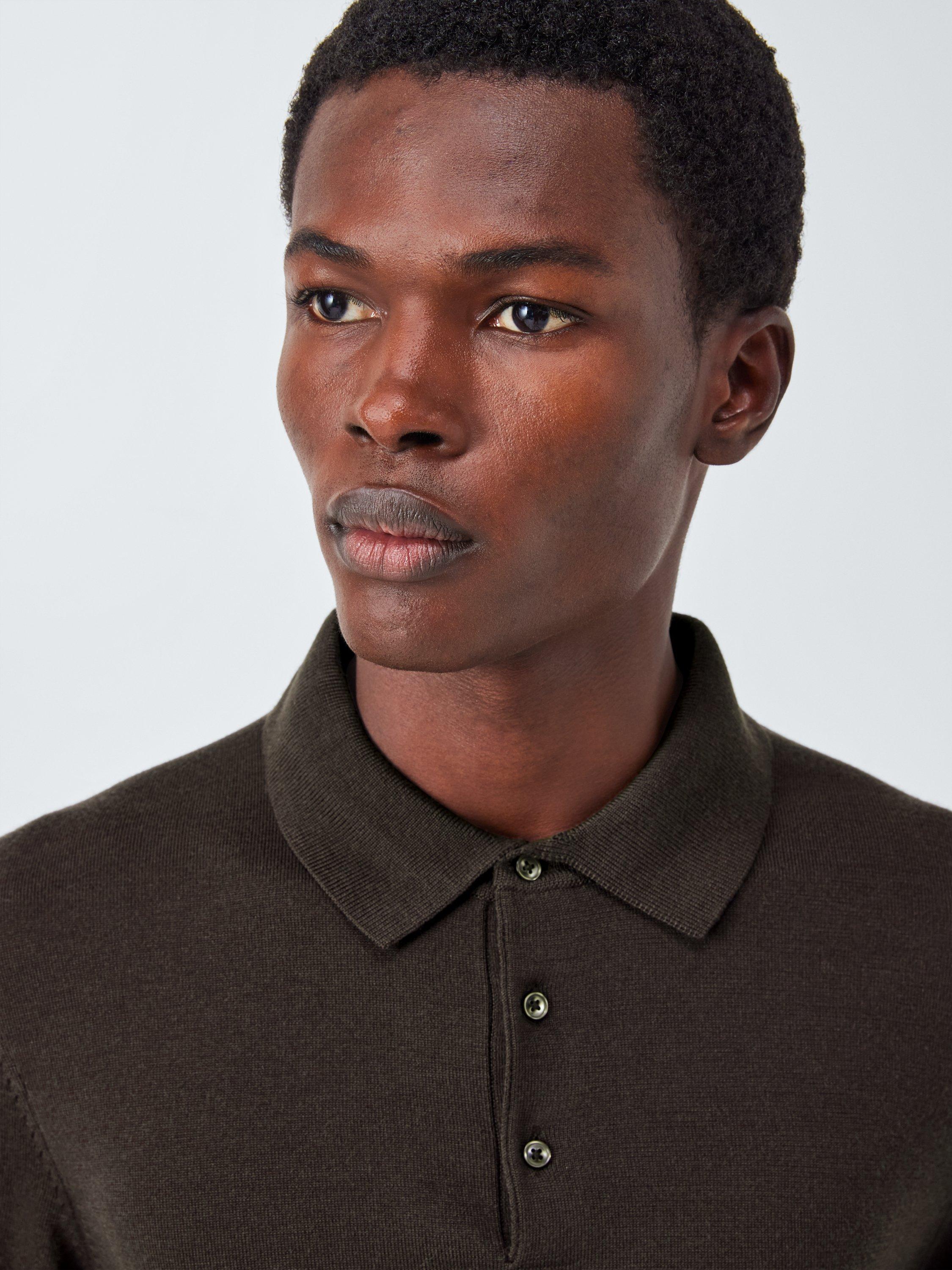 Product image 5 of 6, which shows John Lewis J. Lewis The Knitted Wool Polo, Brown, S