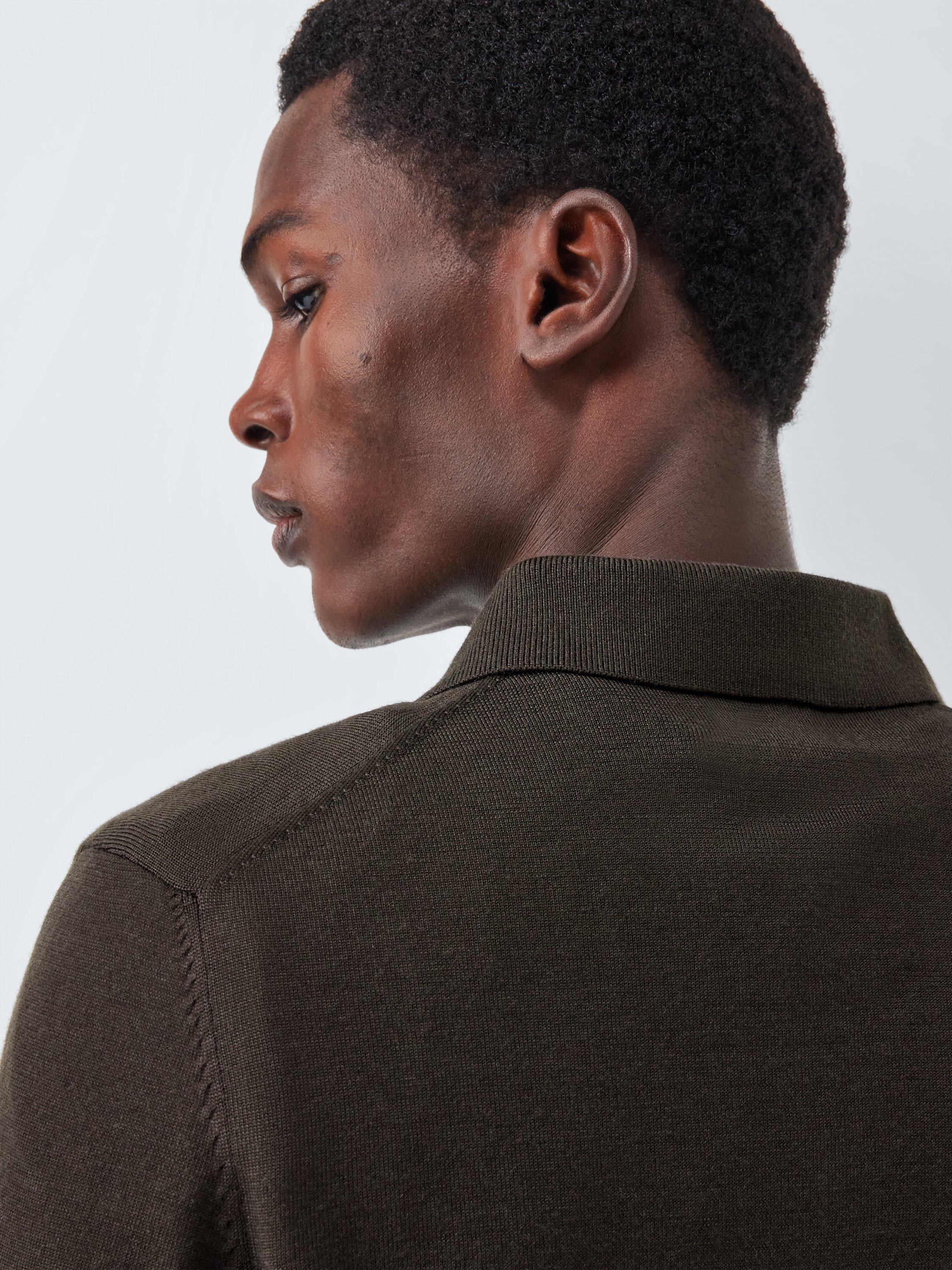 Product image 6 of 6, which shows John Lewis J. Lewis The Knitted Wool Polo, Brown, S