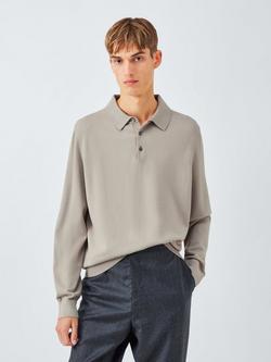 John Lewis J. Lewis The Knitted Wool Polo, Oyster Grey