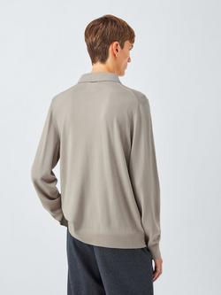 John Lewis J. Lewis The Knitted Wool Polo - view 2, Oyster Grey