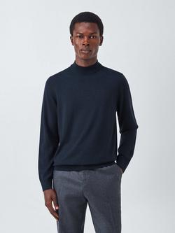 John Lewis J. Lewis The Mock Neck Wool Jumper, Navy