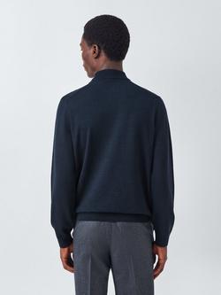 John Lewis J. Lewis The Mock Neck Wool Jumper - view 2, Navy