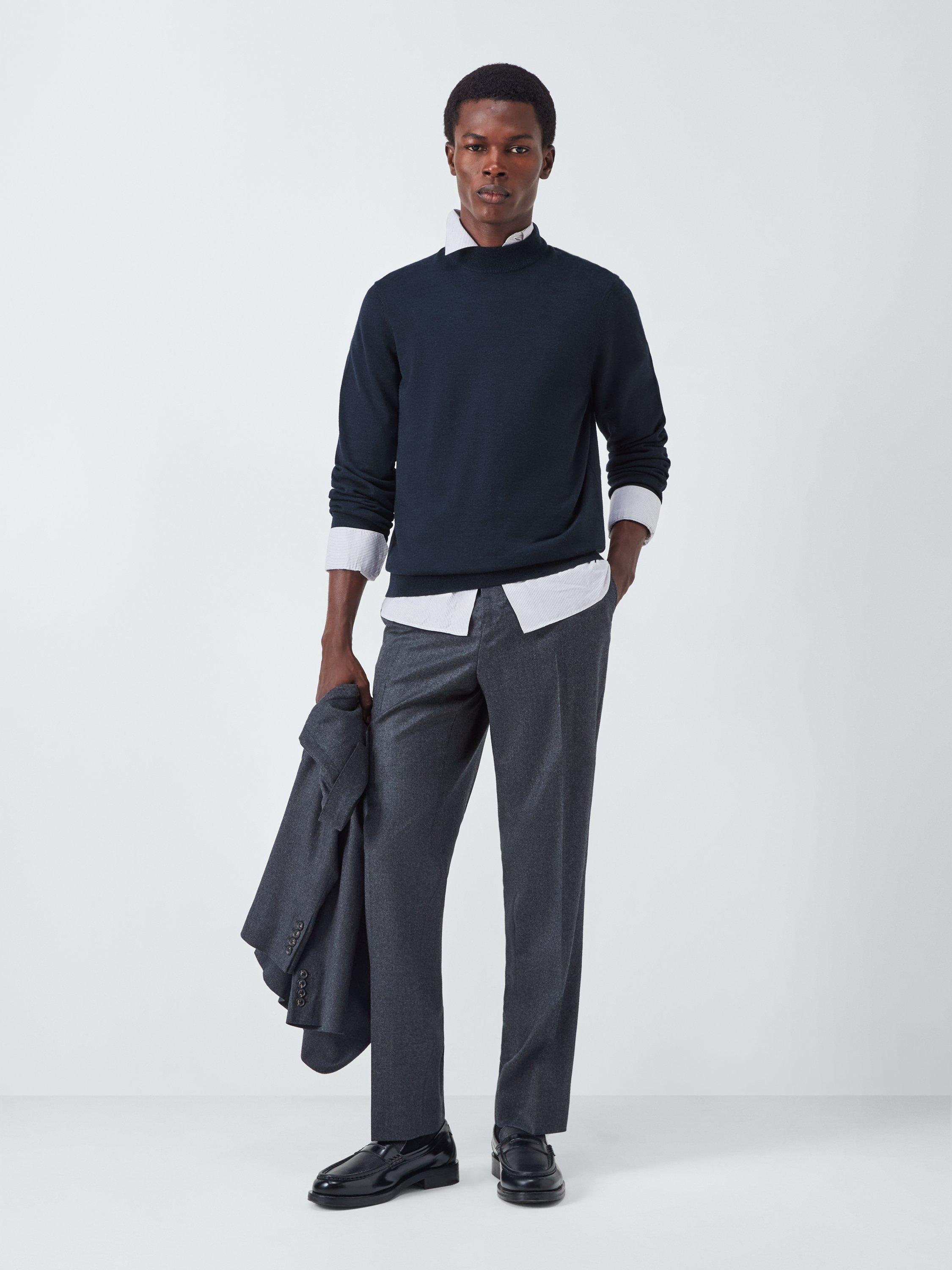 Product image 3 of 6, which shows John Lewis J. Lewis The Mock Neck Wool Jumper, Navy, S