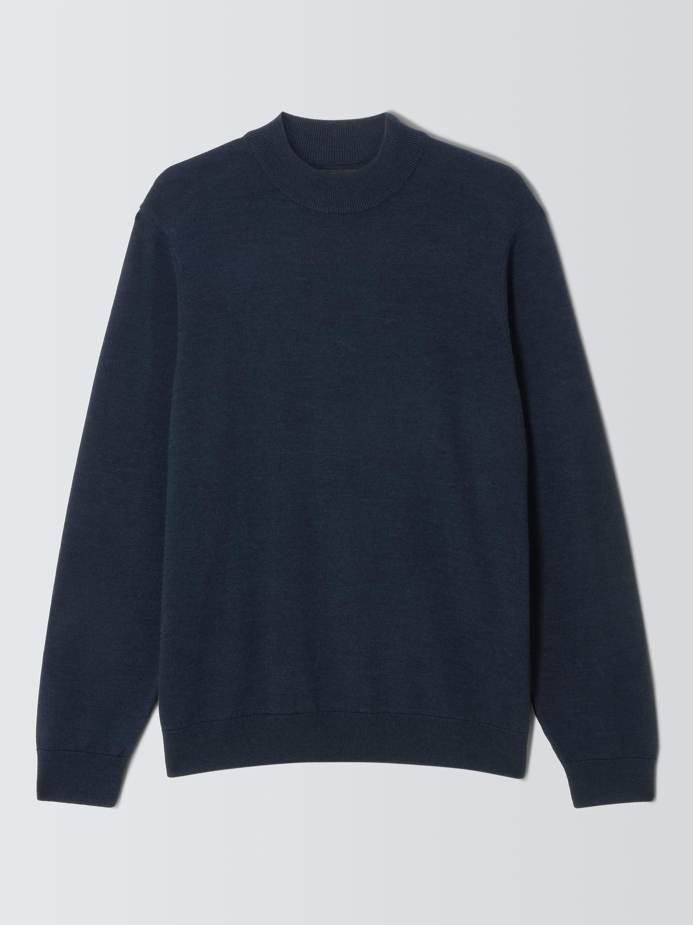 Product image 4 of 6, which shows John Lewis J. Lewis The Mock Neck Wool Jumper, Navy, S