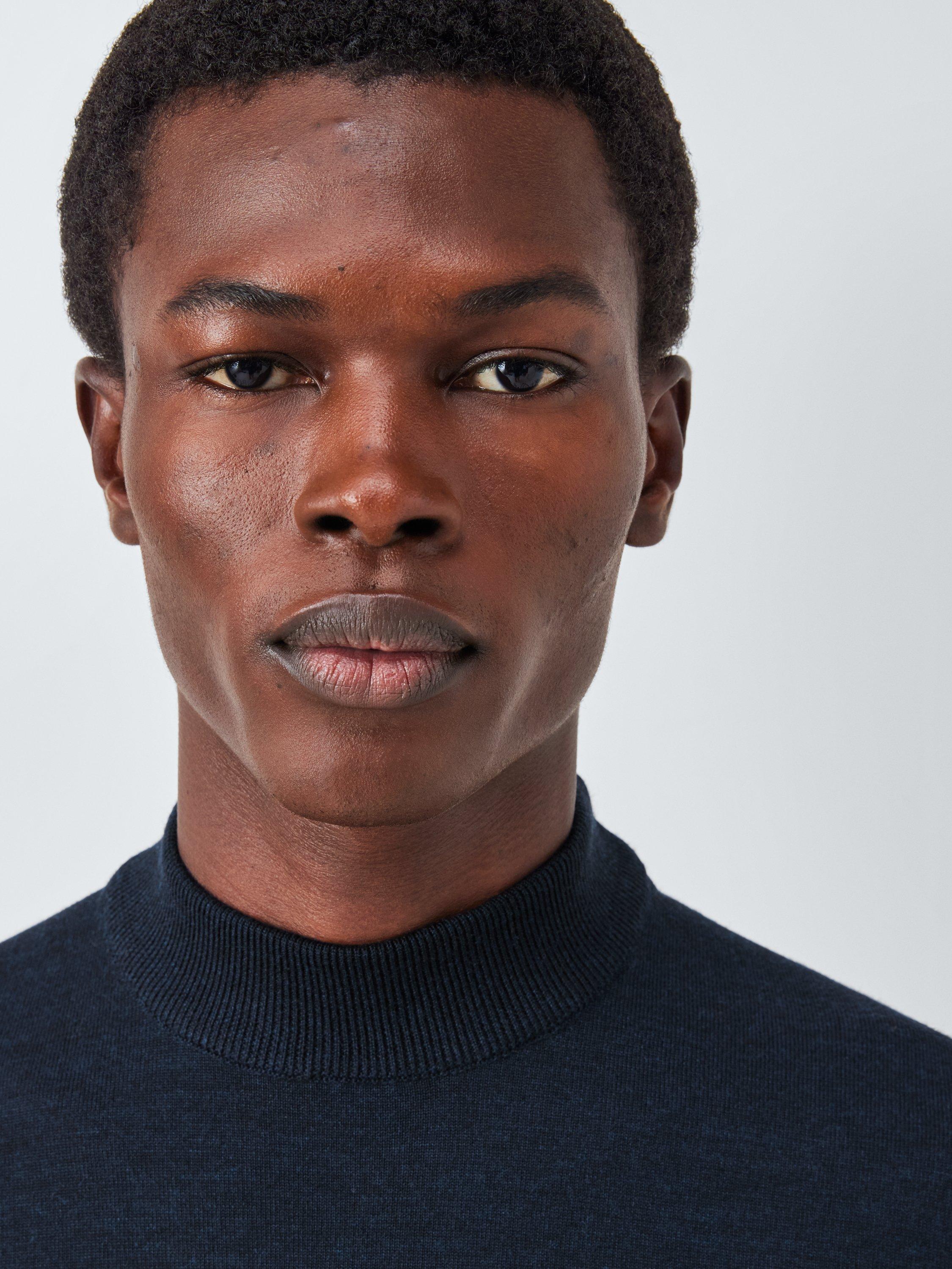 Product image 5 of 6, which shows John Lewis J. Lewis The Mock Neck Wool Jumper, Navy, S