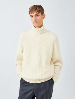 John Lewis J. Lewis The Fisherman Rib Rollneck Jumper, Ecru