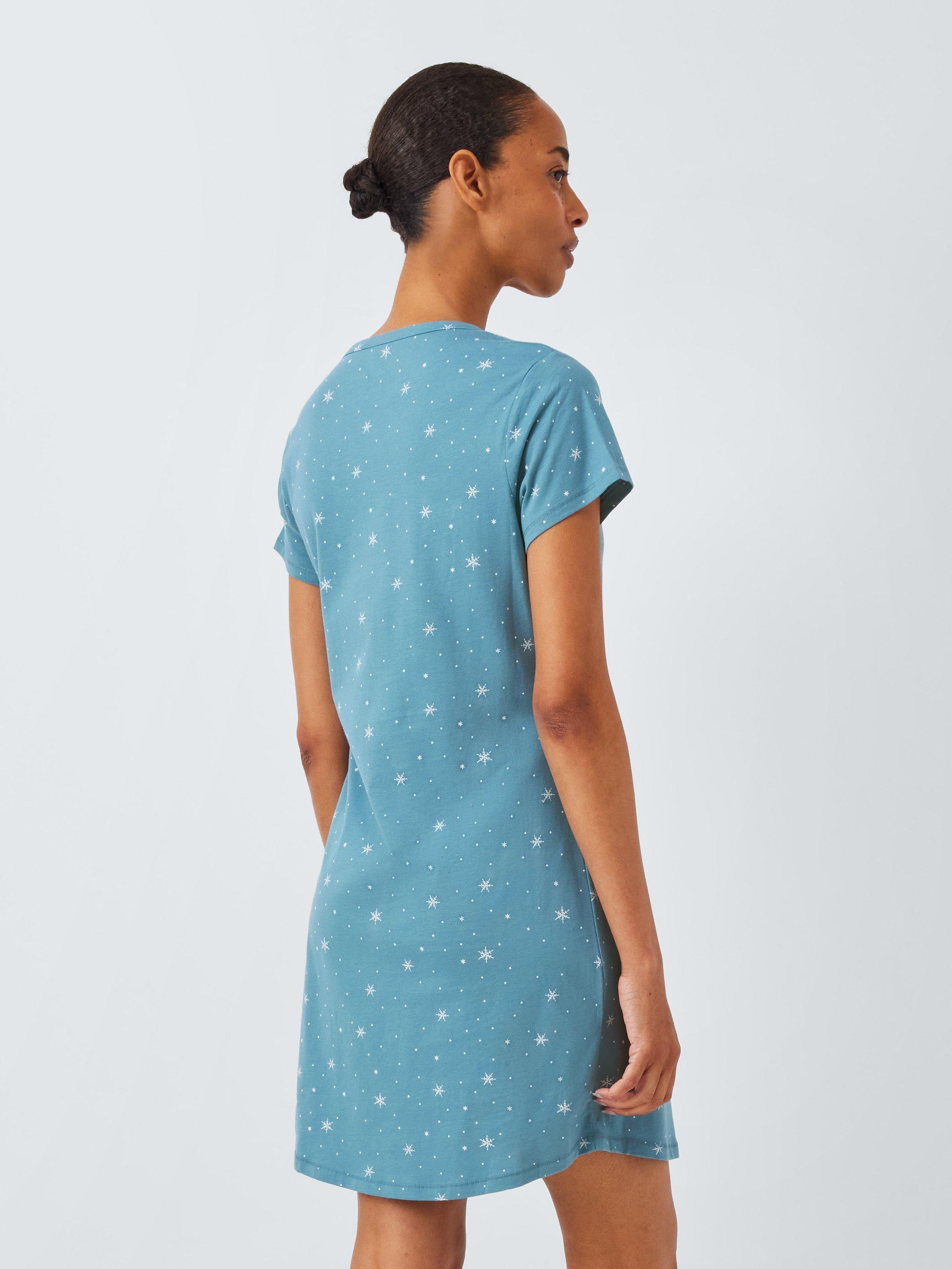 Product image 2 of 6, which shows John Lewis Star Notch Neck Nightdress, Blue, 8