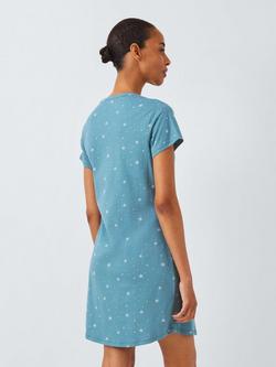 John Lewis Star Notch Neck Nightdress, Blue - view 2, Blue