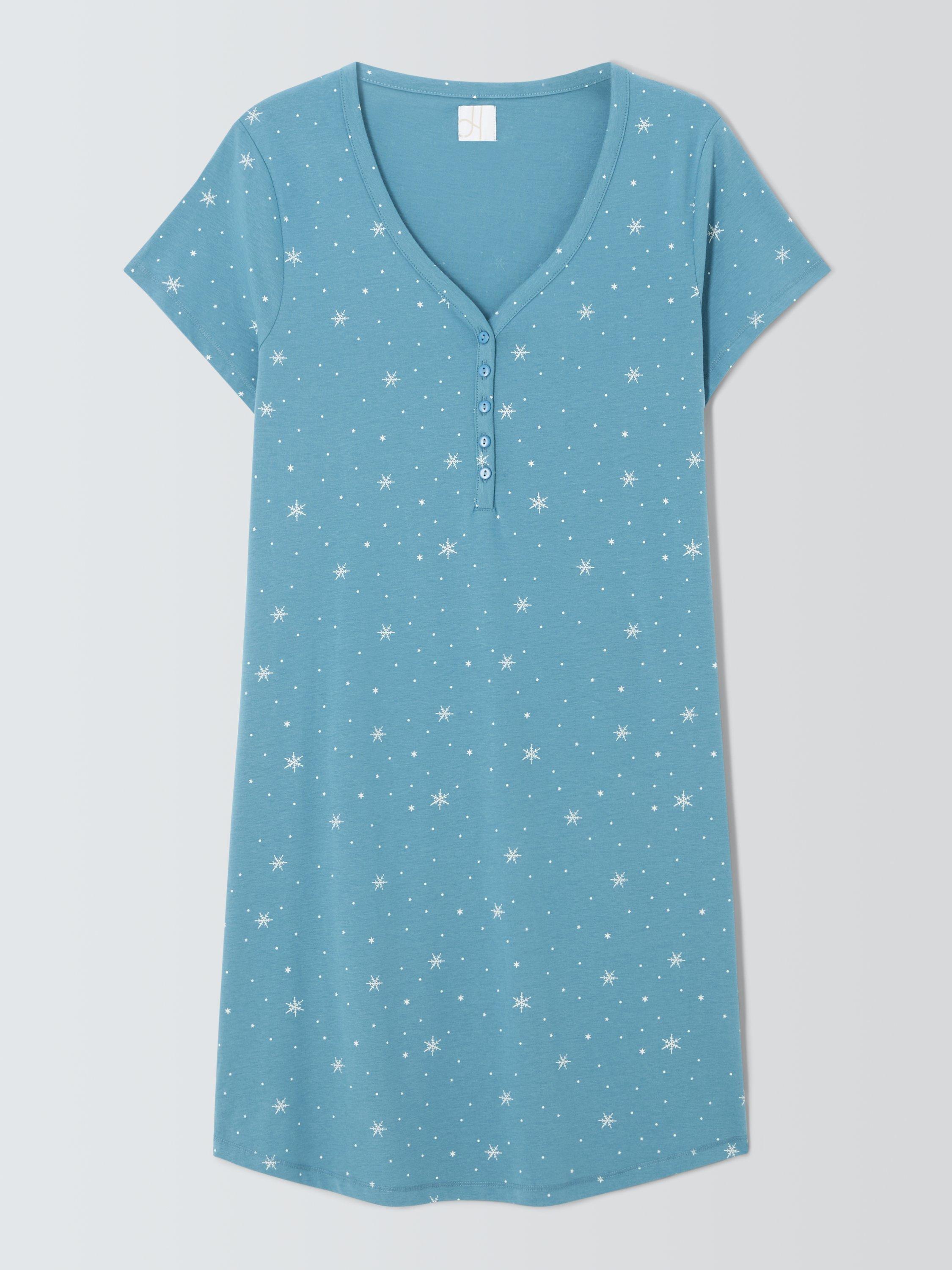 Product image 4 of 6, which shows John Lewis Star Notch Neck Nightdress, Blue, 8