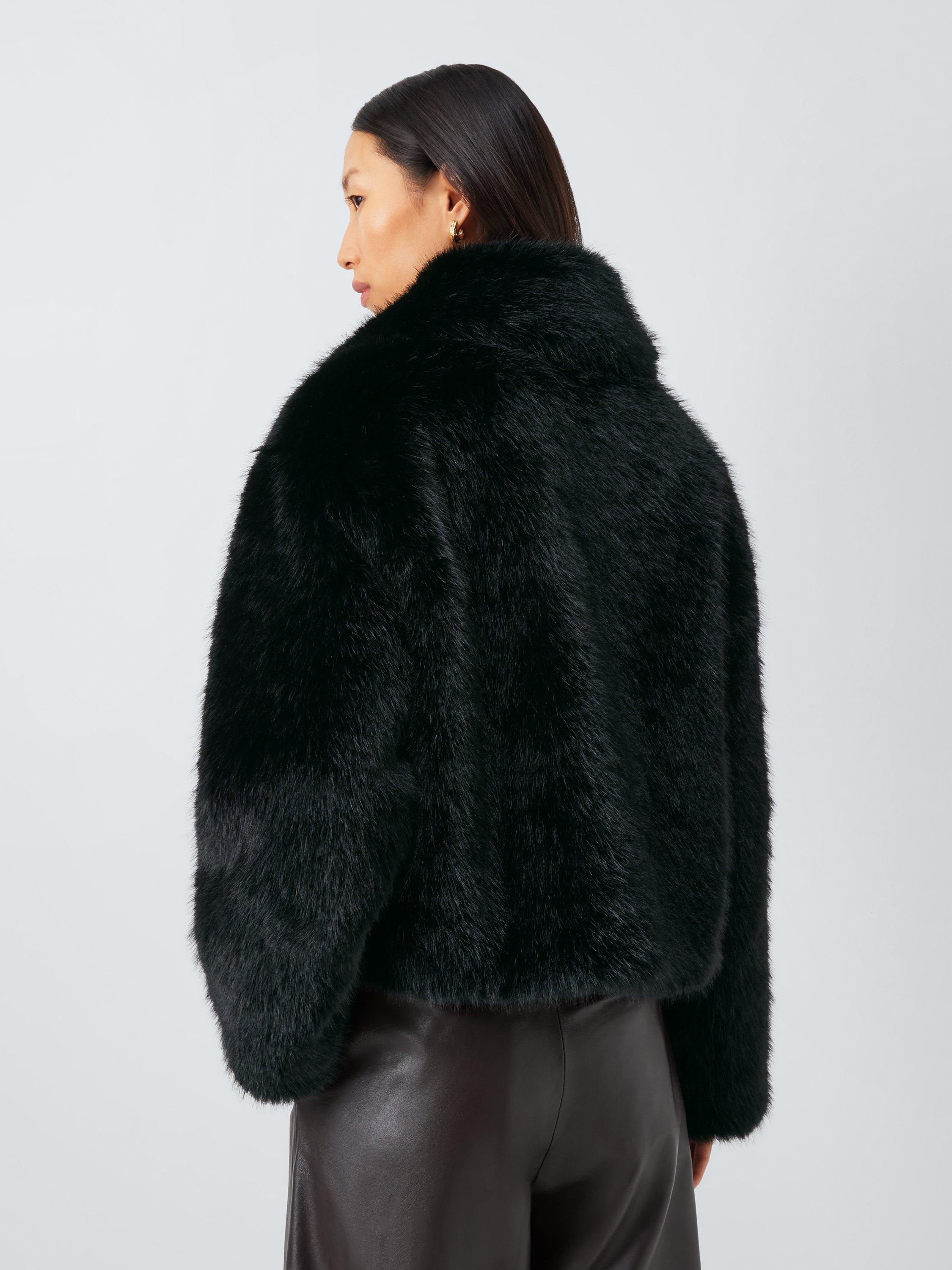 Product image 2 of 6, which shows John Lewis Short Faux Fur Coat , Black, M