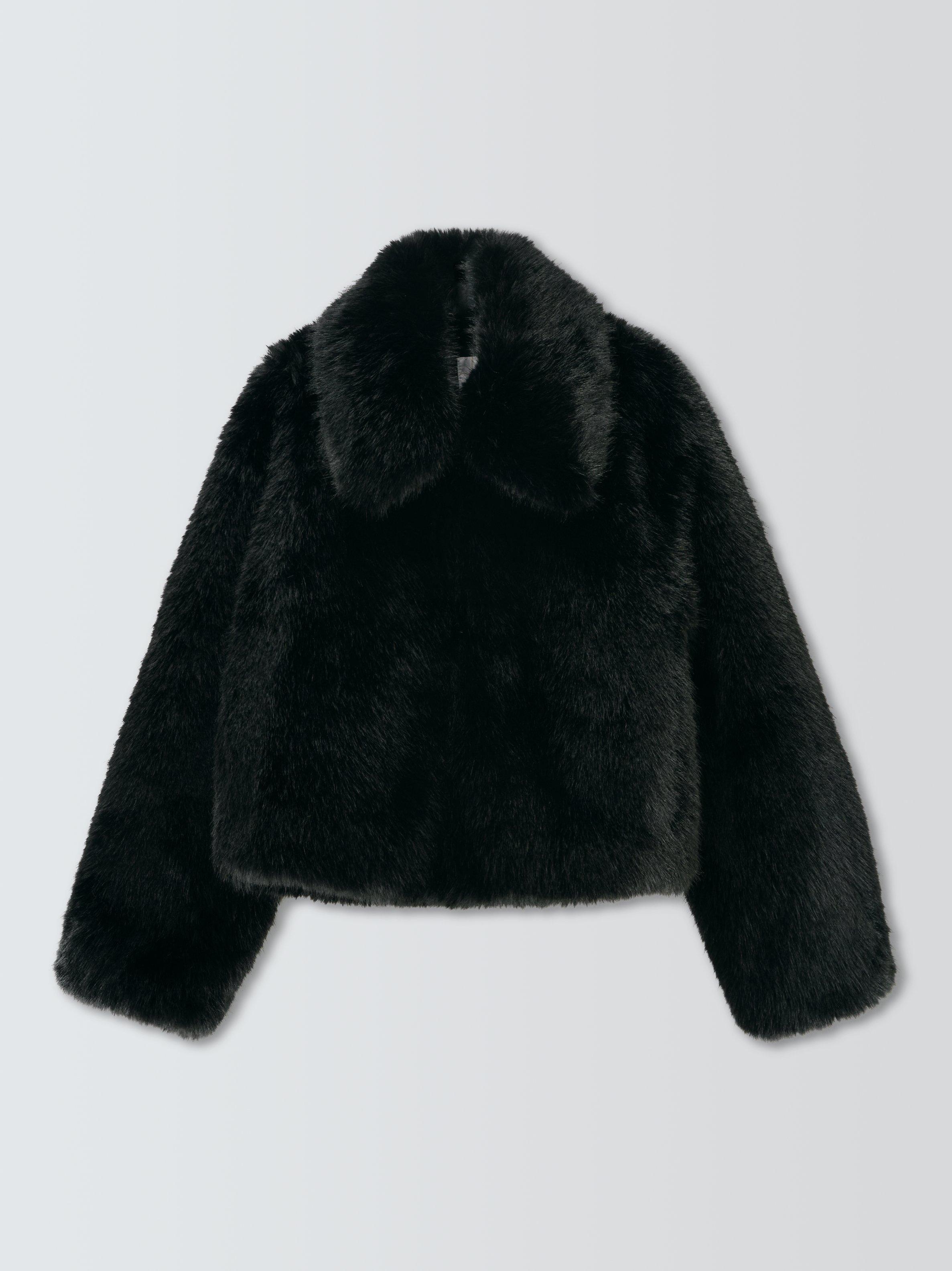 Product image 4 of 6, which shows John Lewis Short Faux Fur Coat , Black, M