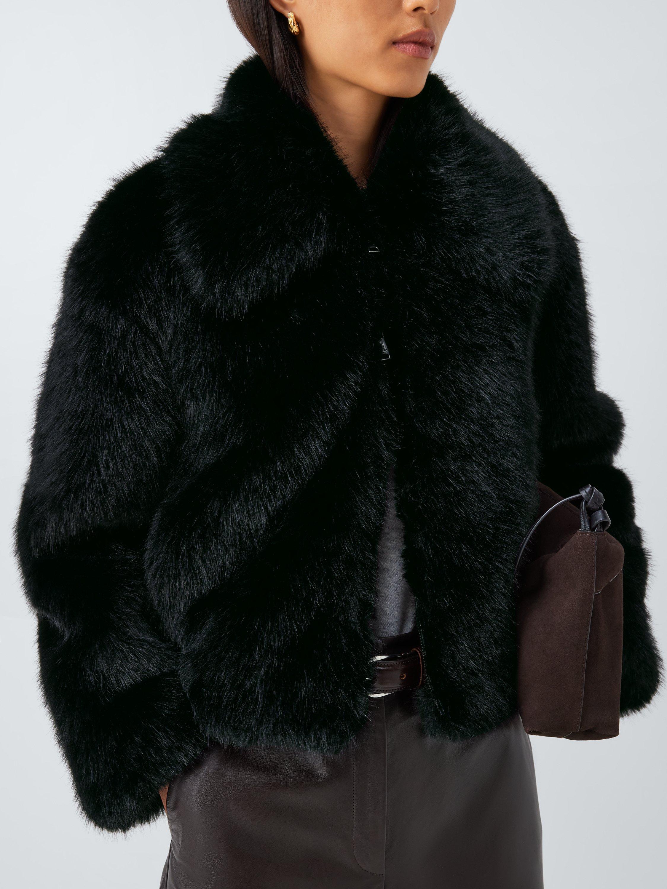Product image 5 of 6, which shows John Lewis Short Faux Fur Coat , Black, M