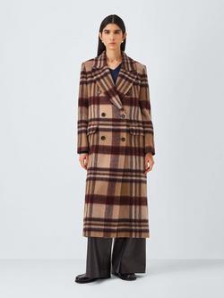 John Lewis Manteco Wool Blend Maxi Check Coat, Multi - view 2, Multi