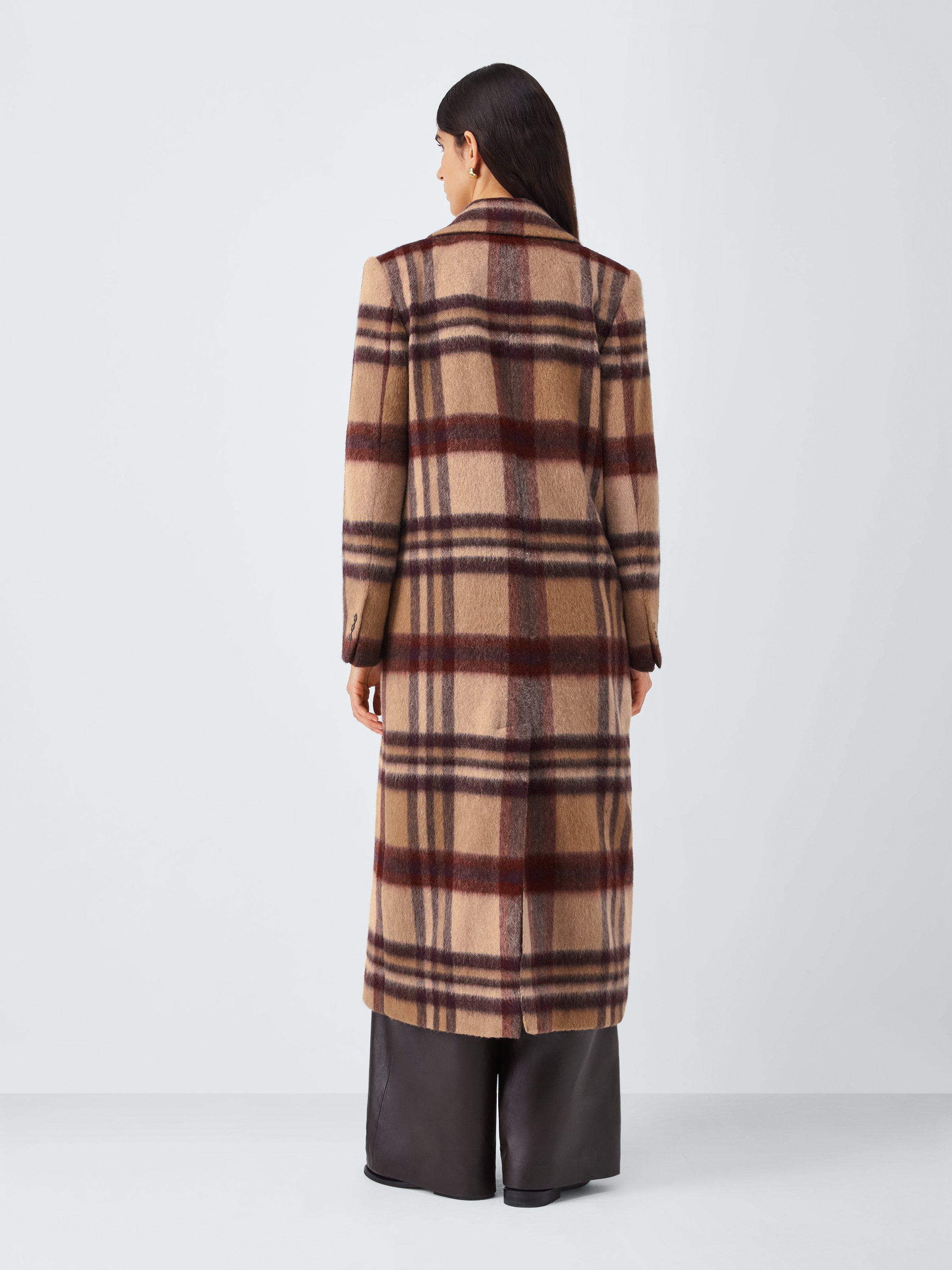 Product image 3 of 7, which shows John Lewis Manteco Wool Blend Maxi Check Coat, Multi, 8