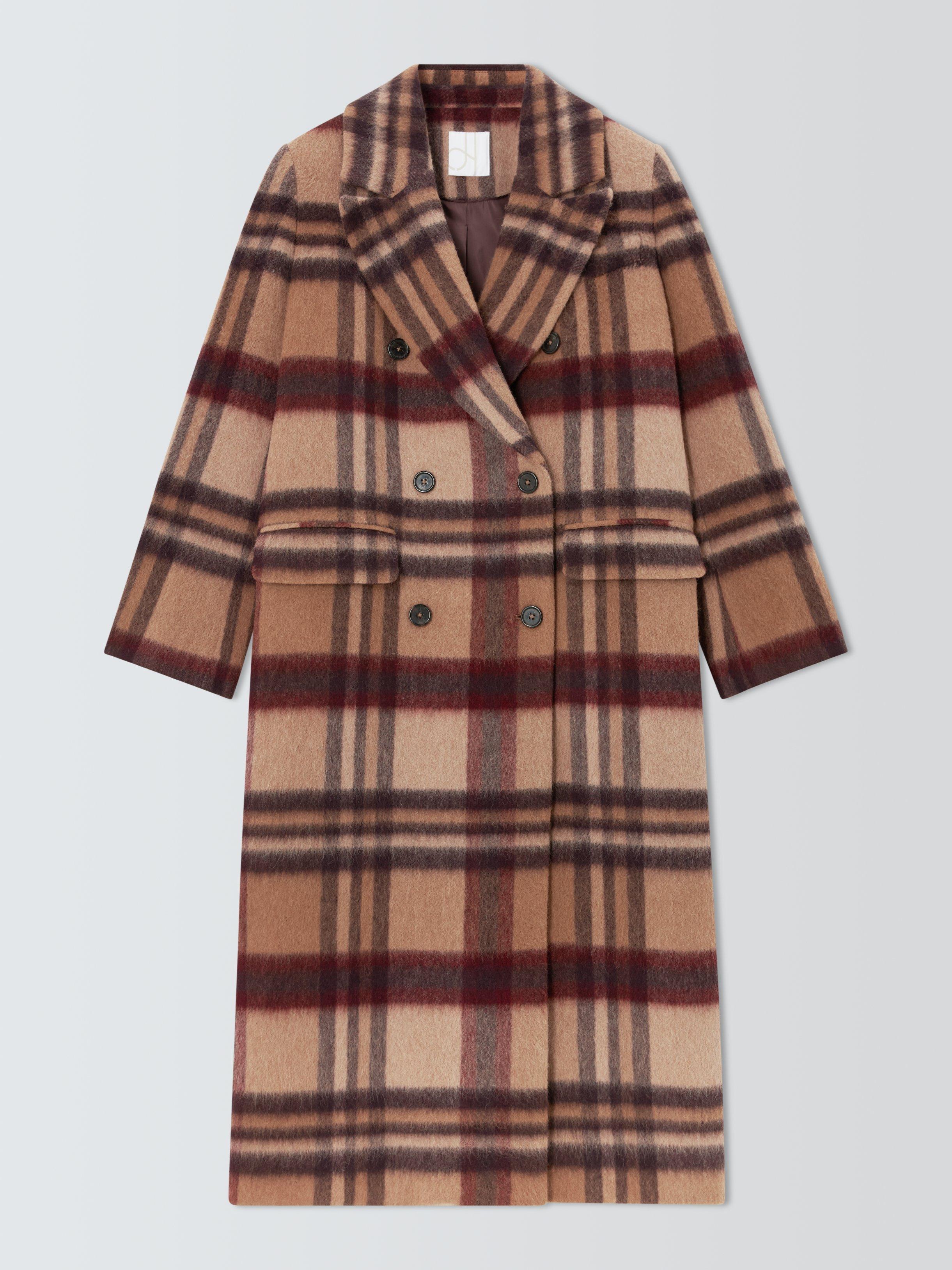 Product image 4 of 7, which shows John Lewis Manteco Wool Blend Maxi Check Coat, Multi, 8