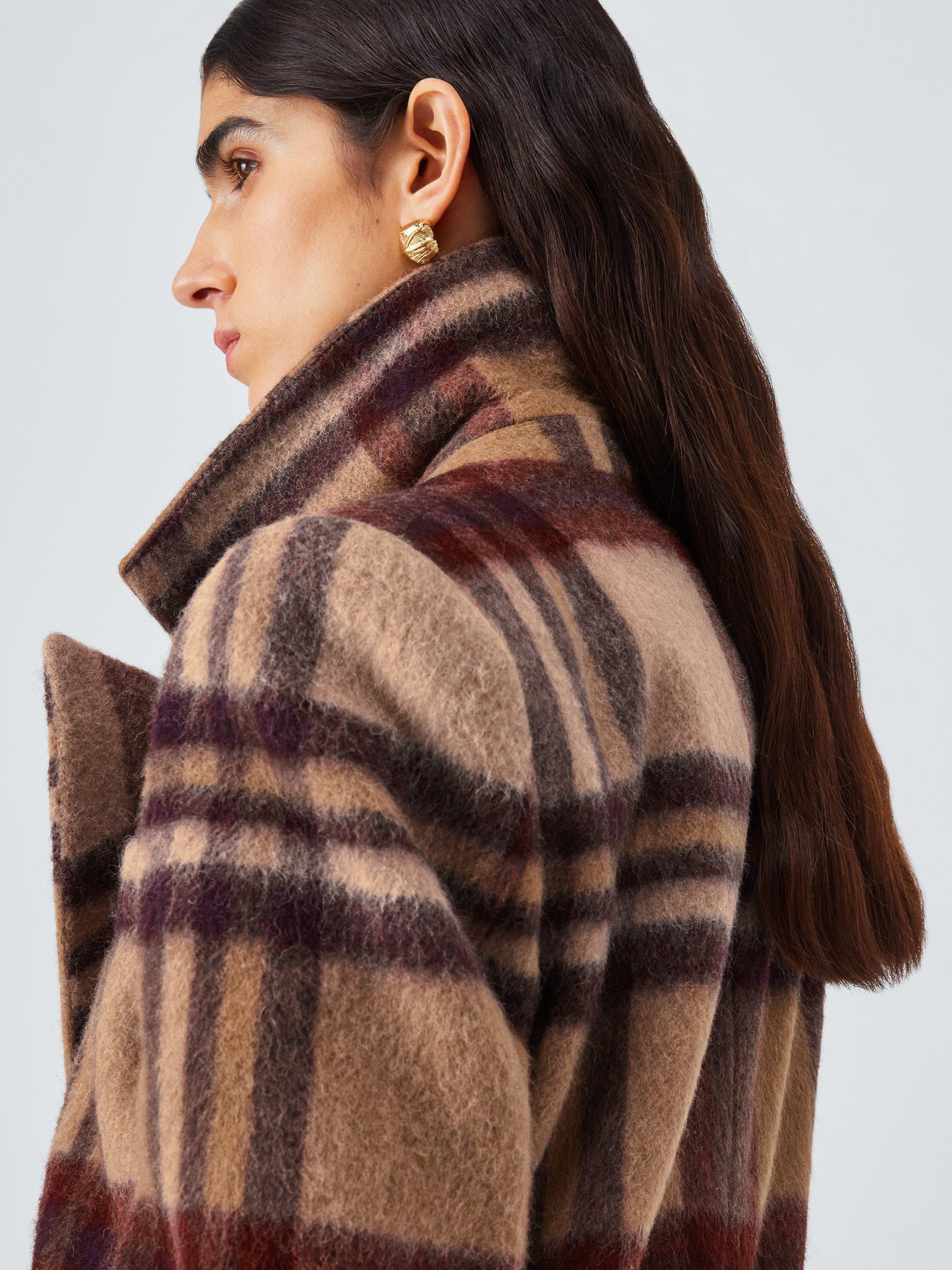Product image 5 of 7, which shows John Lewis Manteco Wool Blend Maxi Check Coat, Multi, 8