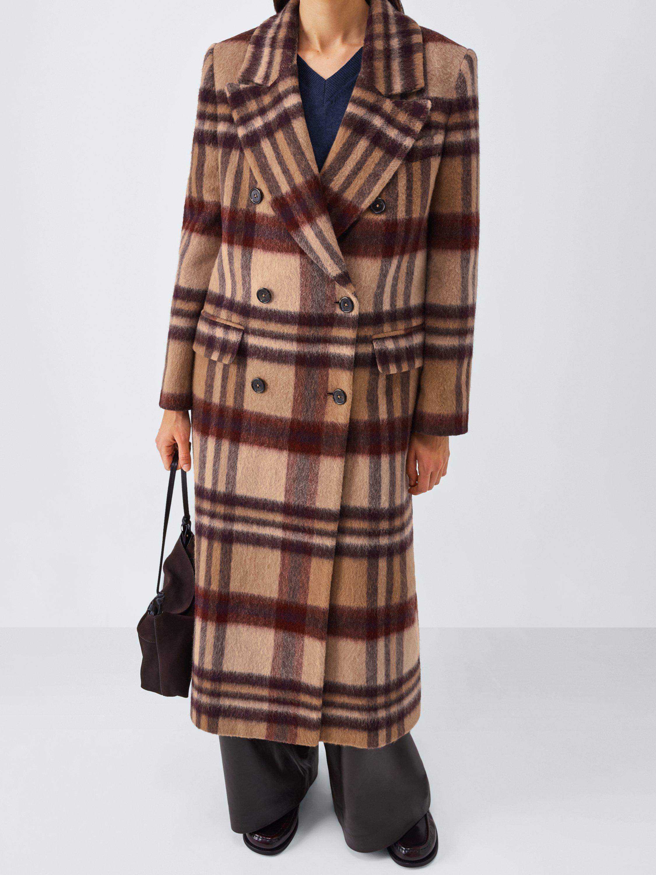 Product image 6 of 7, which shows John Lewis Manteco Wool Blend Maxi Check Coat, Multi, 8