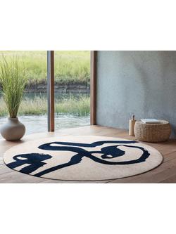 Louis De Poortere Ribbon Spirit Round Rug - view 2, Sea Ink
