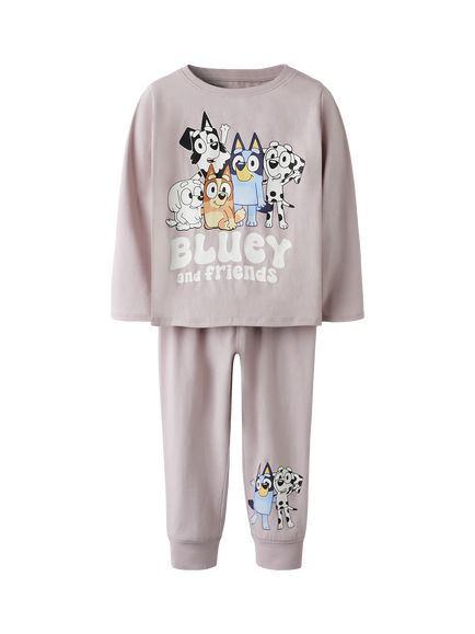 NAME IT Kids' Bluey Long Sleeve Pyjama Set, Burnished Lilac, Burnished Lilac