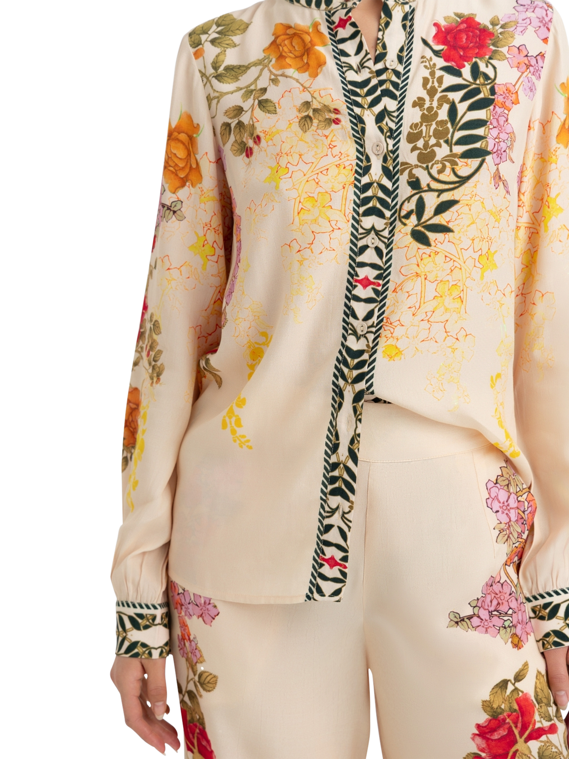 Product image 2 of 3, which shows Raishma Nancy Floral Print Shirt, Cream, 8