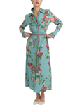 Raishma Enola Floral Print Midi Shirt Dress, Green