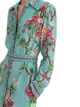 Raishma Enola Floral Print Midi Shirt Dress, Green