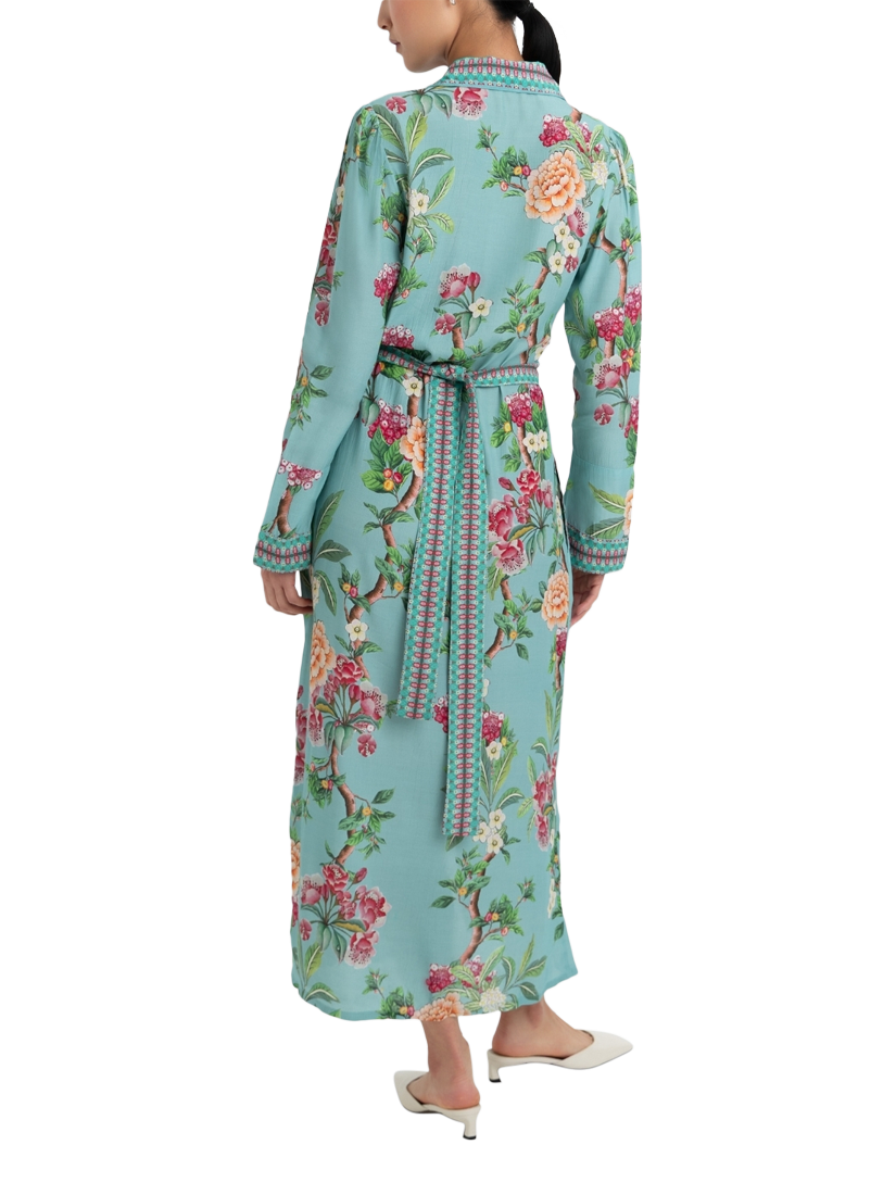 Product image 3 of 3, which shows Raishma Enola Floral Print Midi Shirt Dress, Green, 8