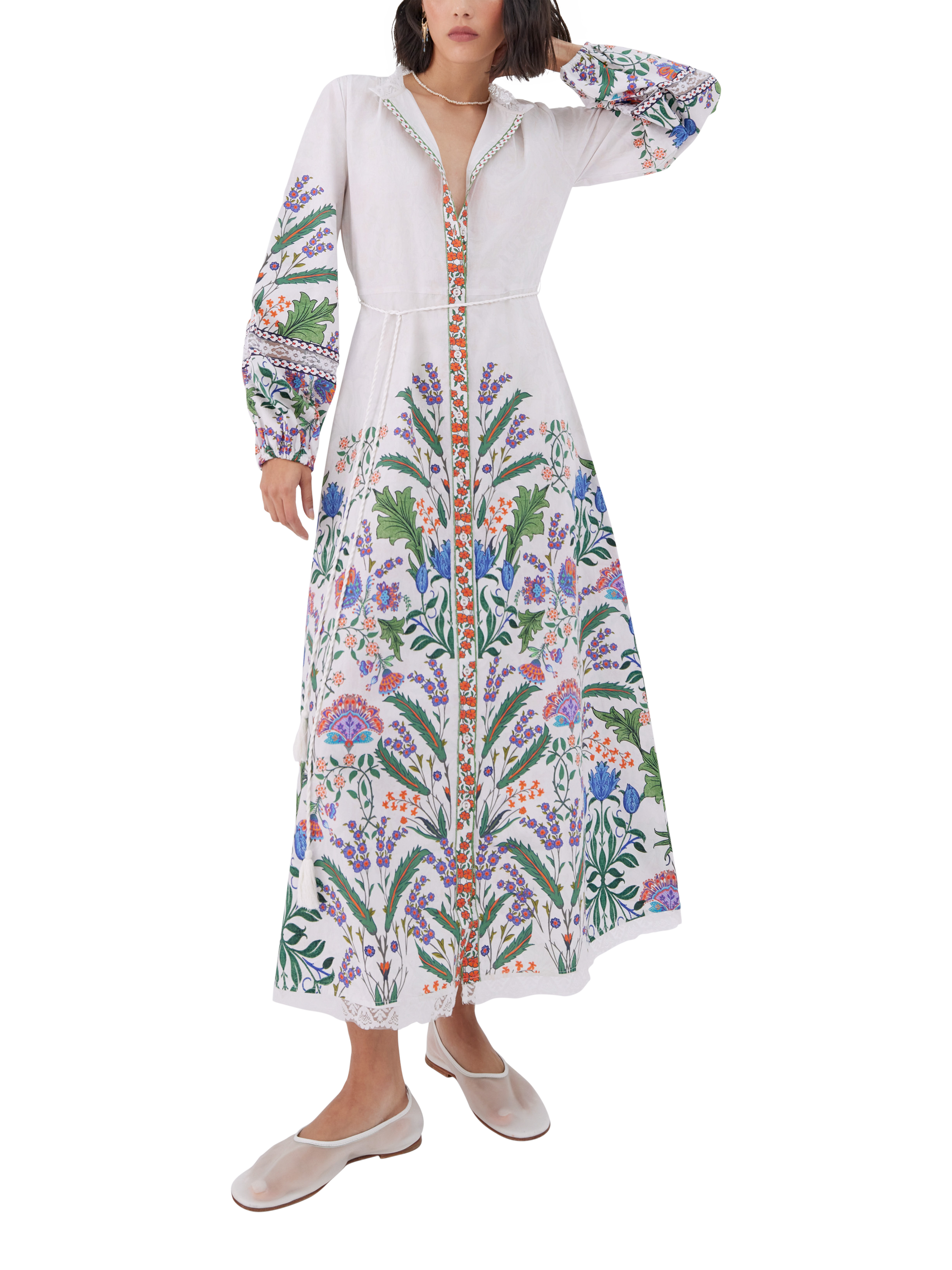 Product image 1 of 3, which shows Raishma Angelina Shirt Dress, White, 8