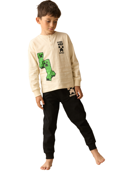 Angel & Rocket Kids' Cotton Minecraft Long Sleeved Pyjamas, Black