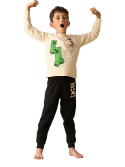 Angel & Rocket Kids' Cotton Minecraft Long Sleeved Pyjamas - view 2, Black