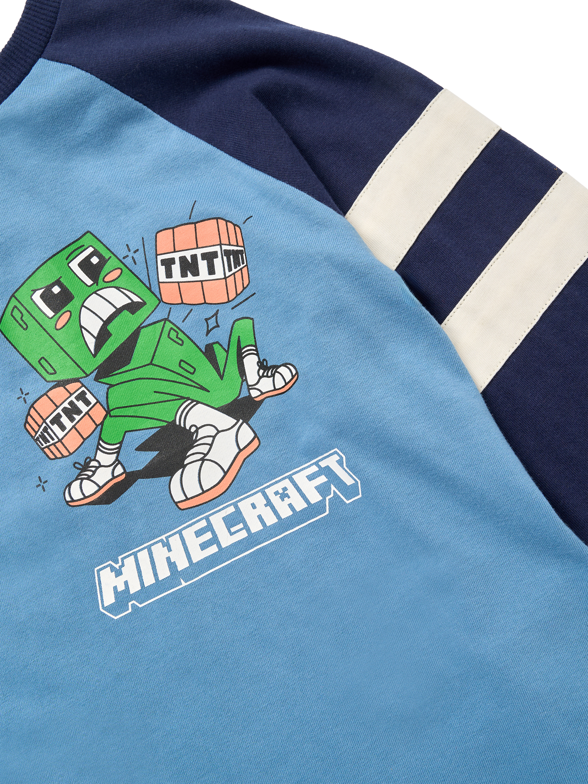 Product image 7 of 7, which shows Angel & Rocket Kids' Cotton Minecraft Long Sleeved Pyjamas, Blue, 3-4 years