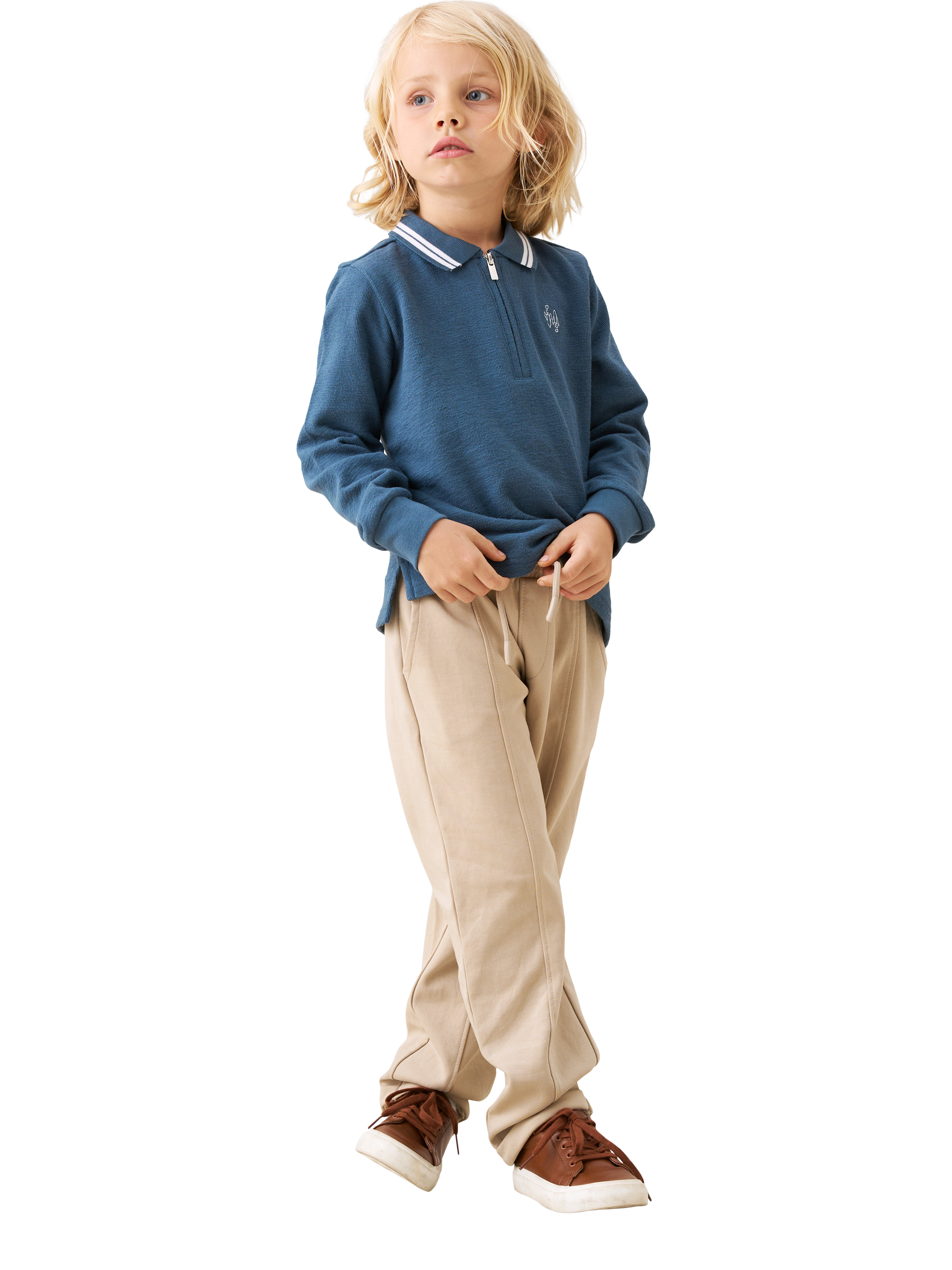 Product image 2 of 4, which shows Angel & Rocket Kids' Smart Jersey Joggers, Stone, 3 years