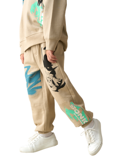 Angel & Rocket Kids' Cotton Blend Sonic Drawstring Joggers, Stone, Stone