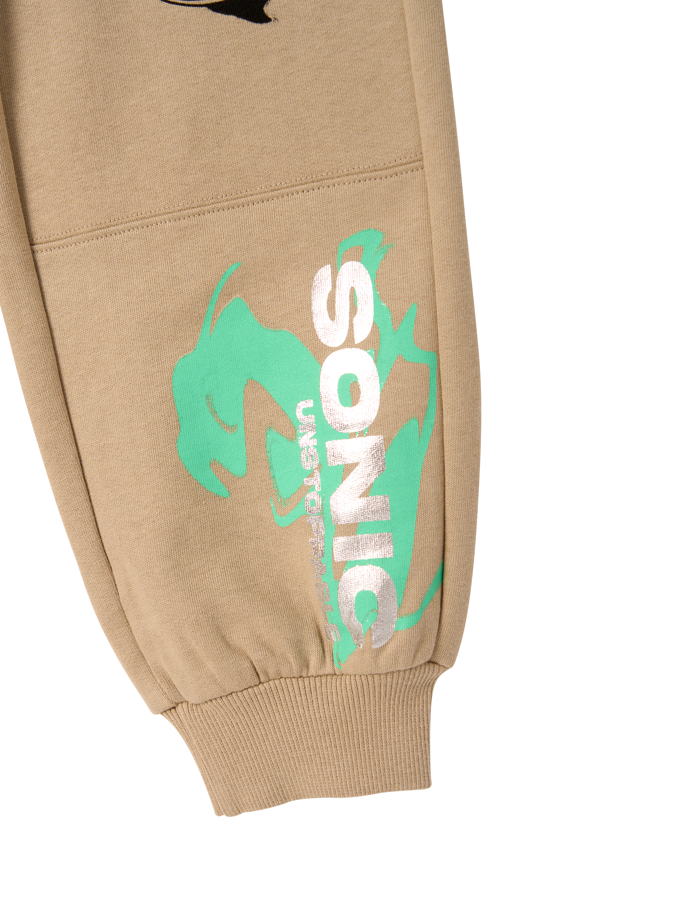 Product image 7 of 7, which shows Angel & Rocket Kids' Cotton Blend Sonic Drawstring Joggers, Stone, 3-4 years