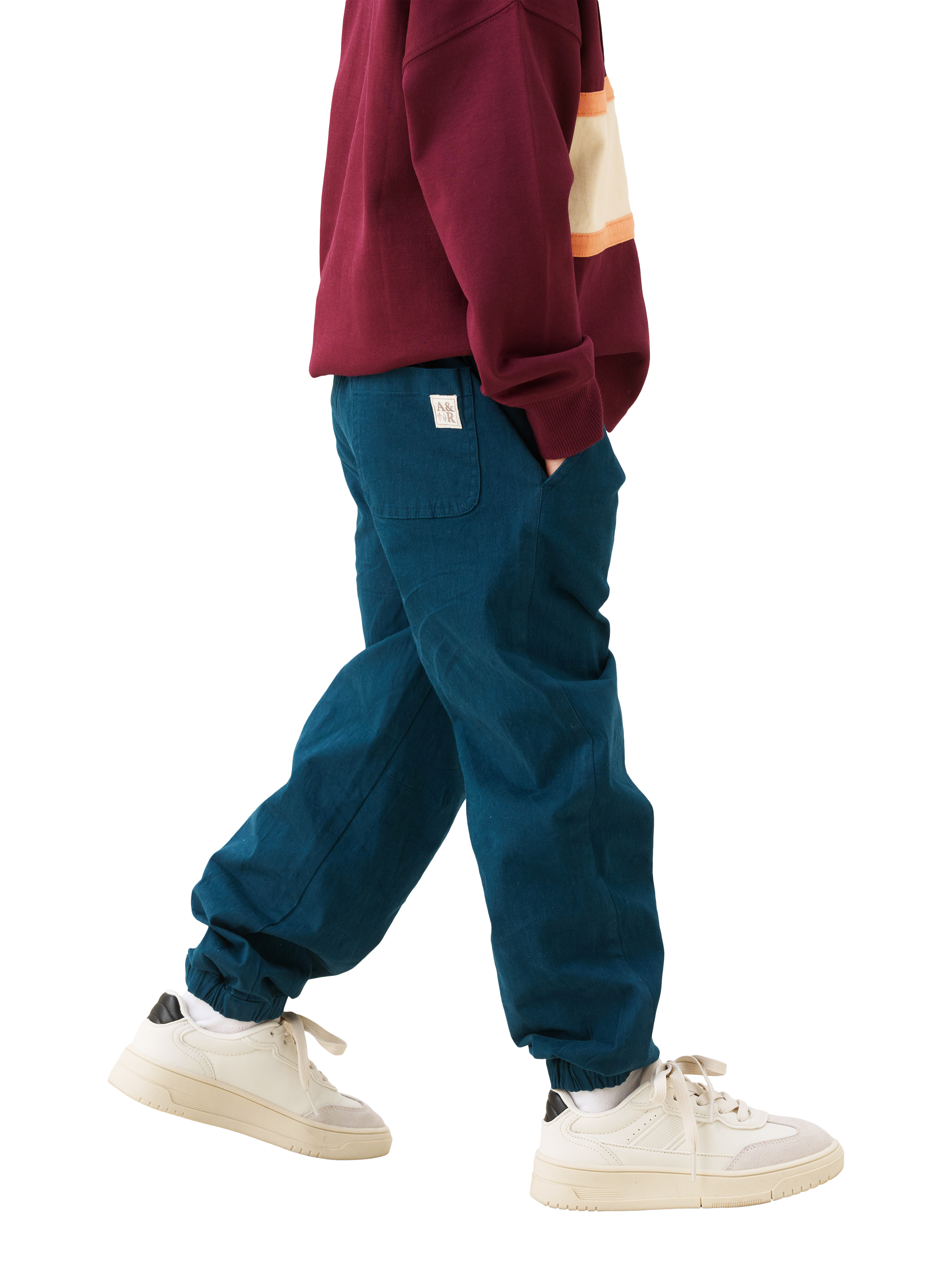 Product image 3 of 3, which shows Angel & Rocket Kids' Cuffed Chino Trousers, Blue, 3 years