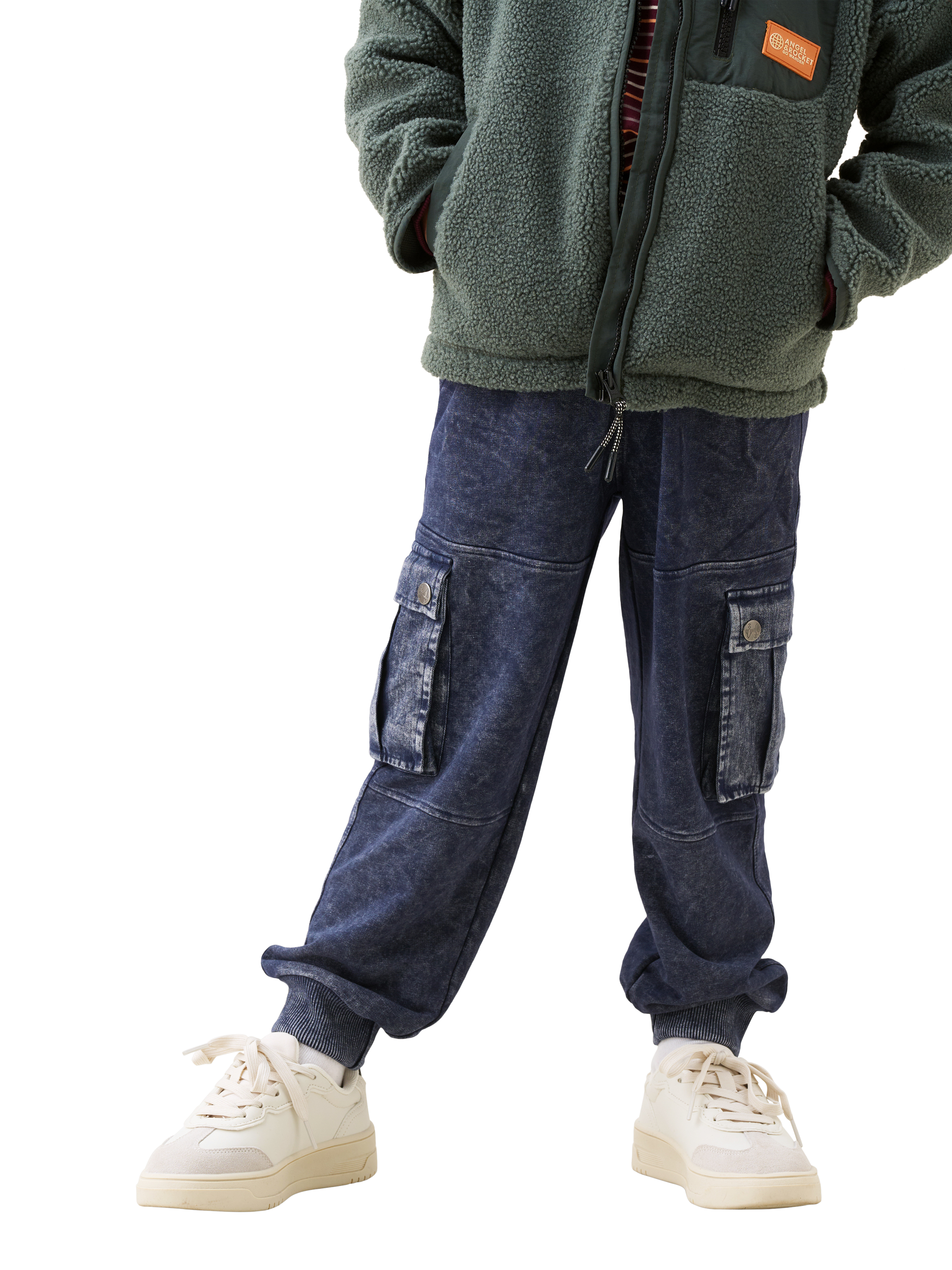 Product image 1 of 8, which shows Angel & Rocket Kids' Cord Cuffed Joggers, Black, 3 years