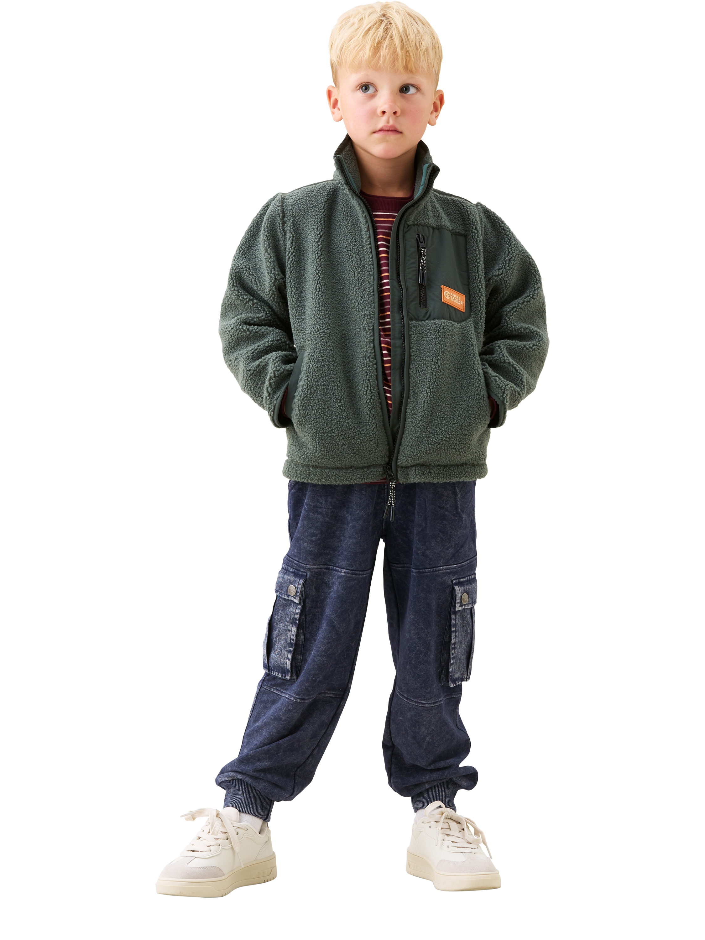 Product image 2 of 8, which shows Angel & Rocket Kids' Cord Cuffed Joggers, Black, 3 years