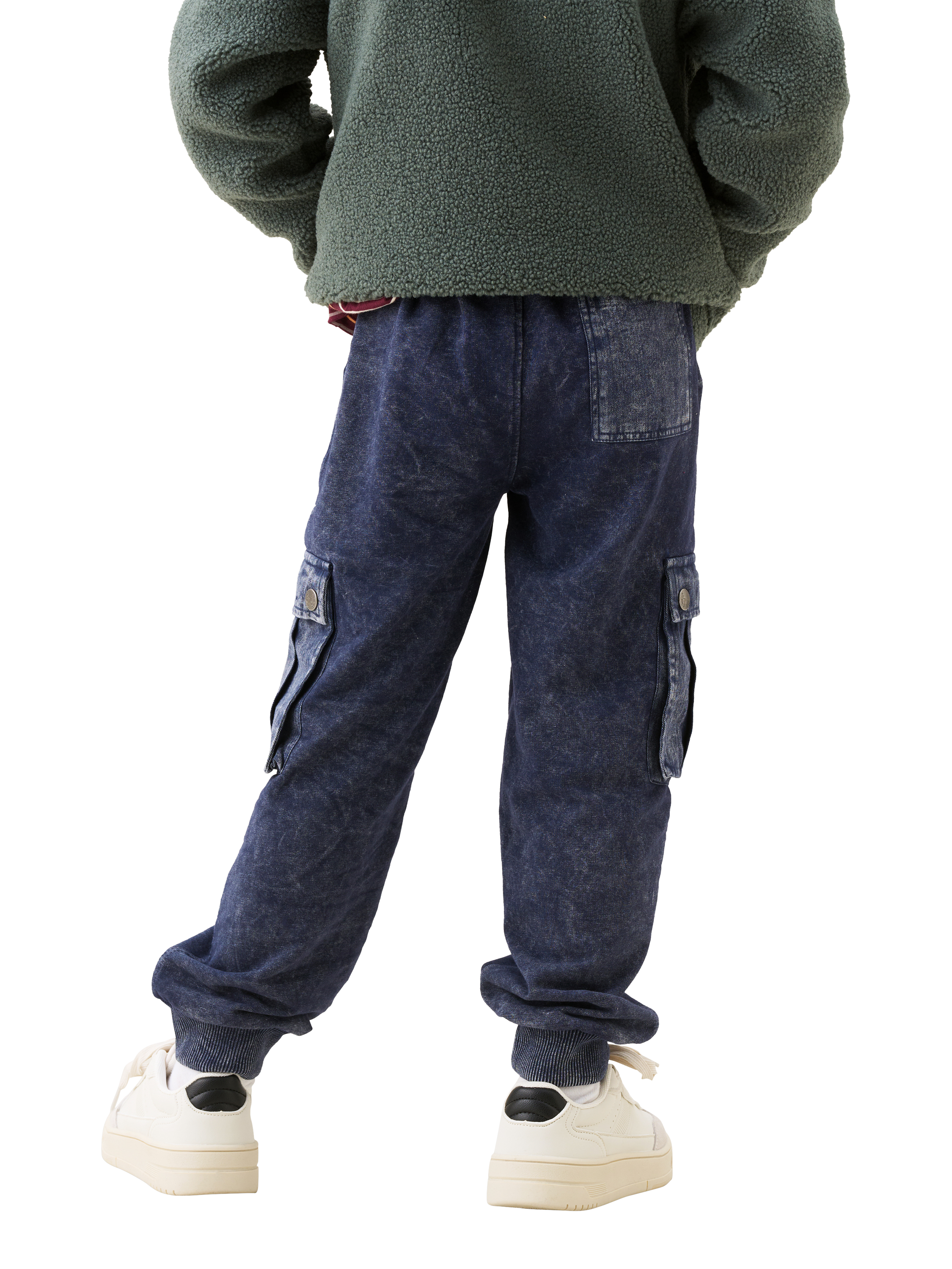 Product image 3 of 8, which shows Angel & Rocket Kids' Cord Cuffed Joggers, Black, 3 years
