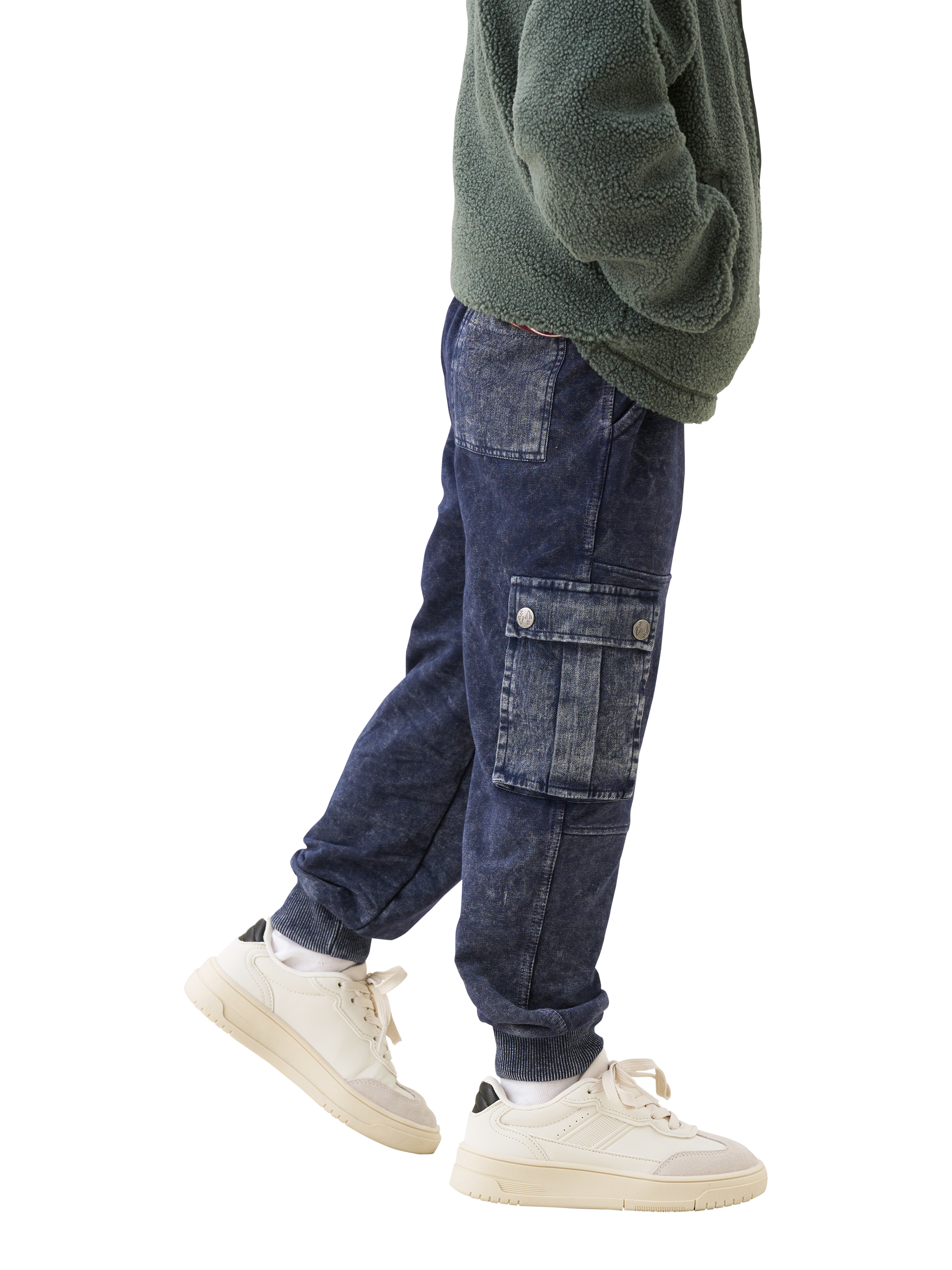 Product image 5 of 8, which shows Angel & Rocket Kids' Cord Cuffed Joggers, Black, 3 years