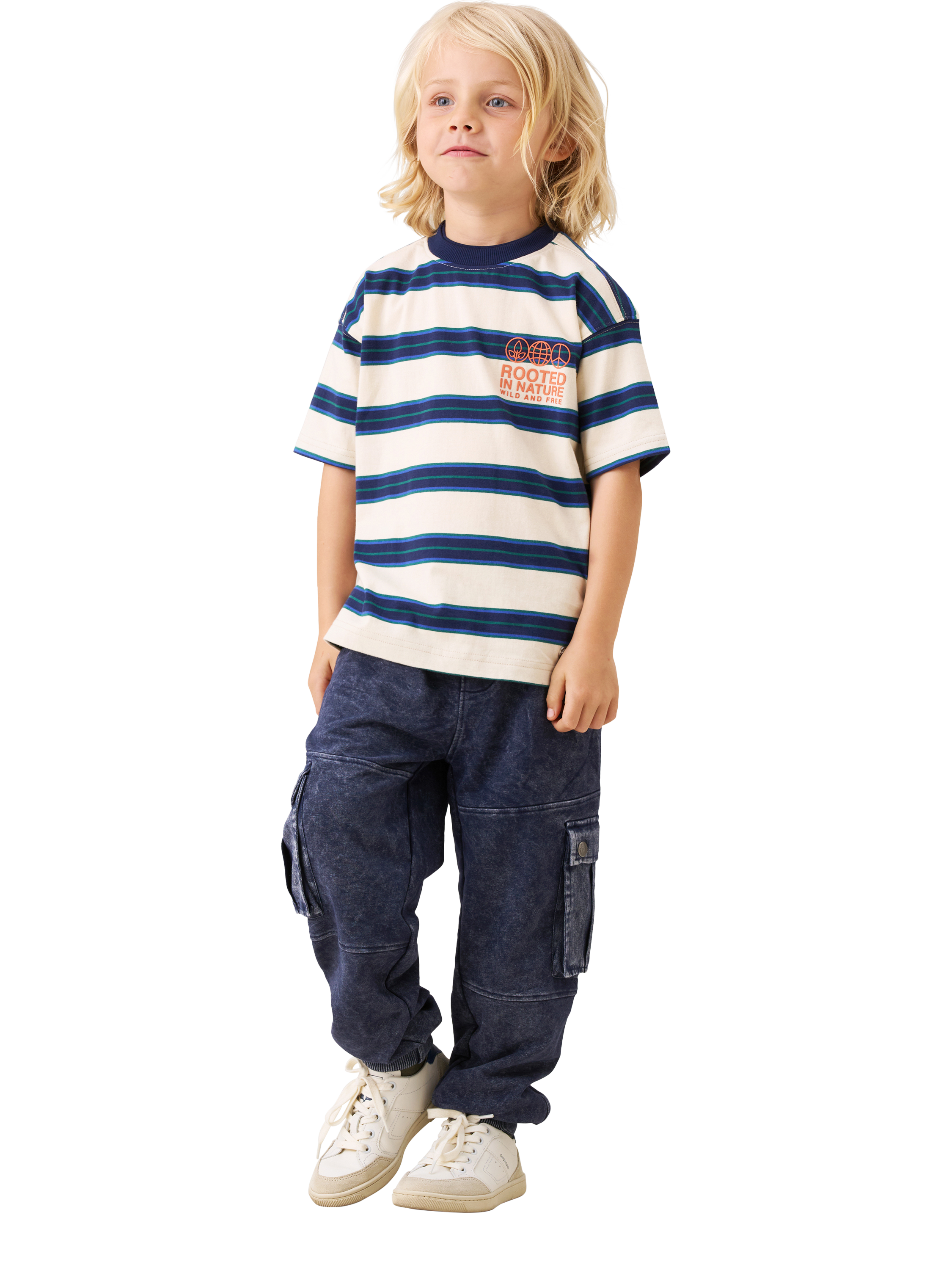 Product image 4 of 8, which shows Angel & Rocket Kids' Cut & Sewn Cargo Joggers, Navy, 3 years