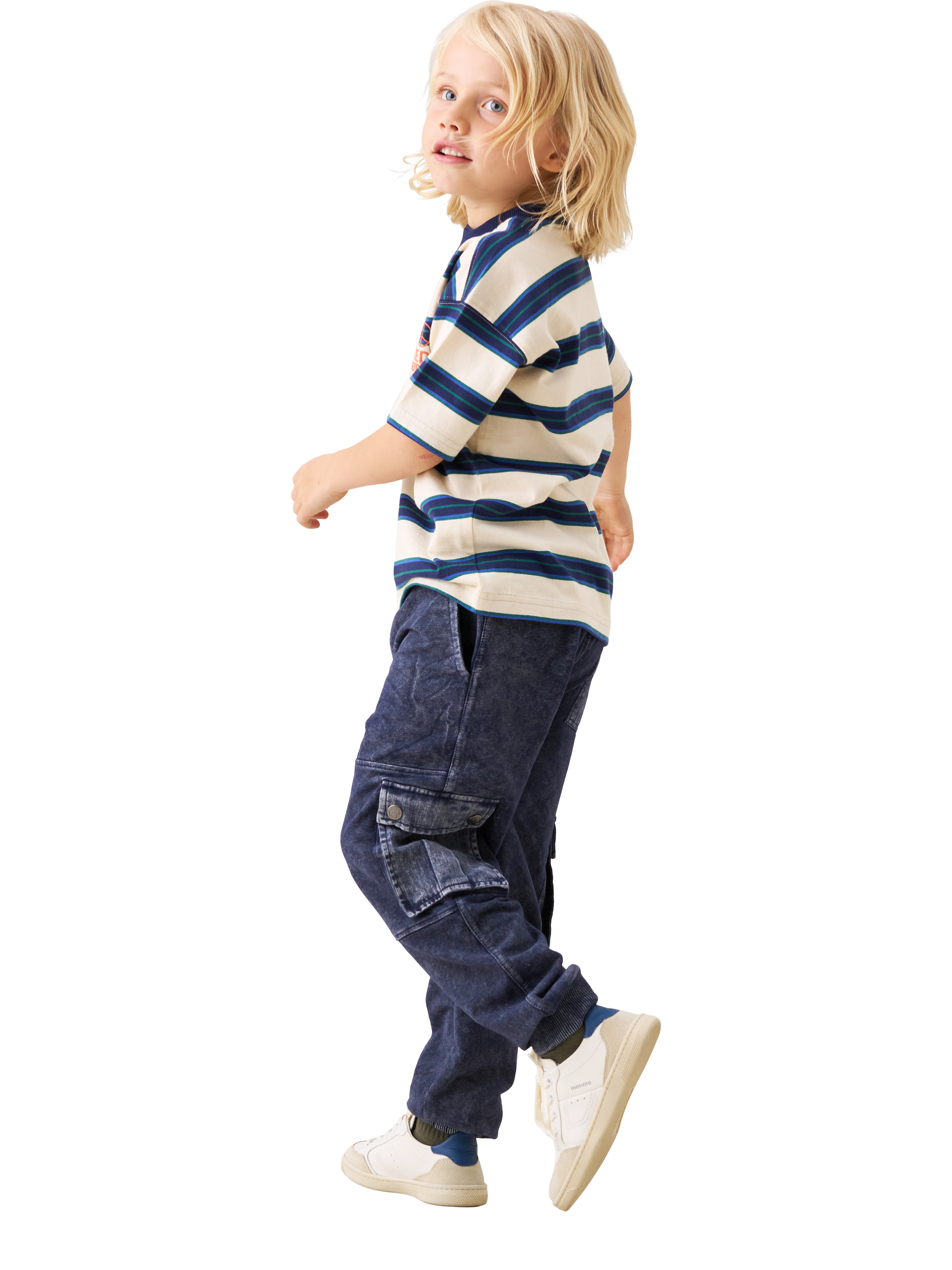 Product image 5 of 8, which shows Angel & Rocket Kids' Cut & Sewn Cargo Joggers, Navy, 3 years