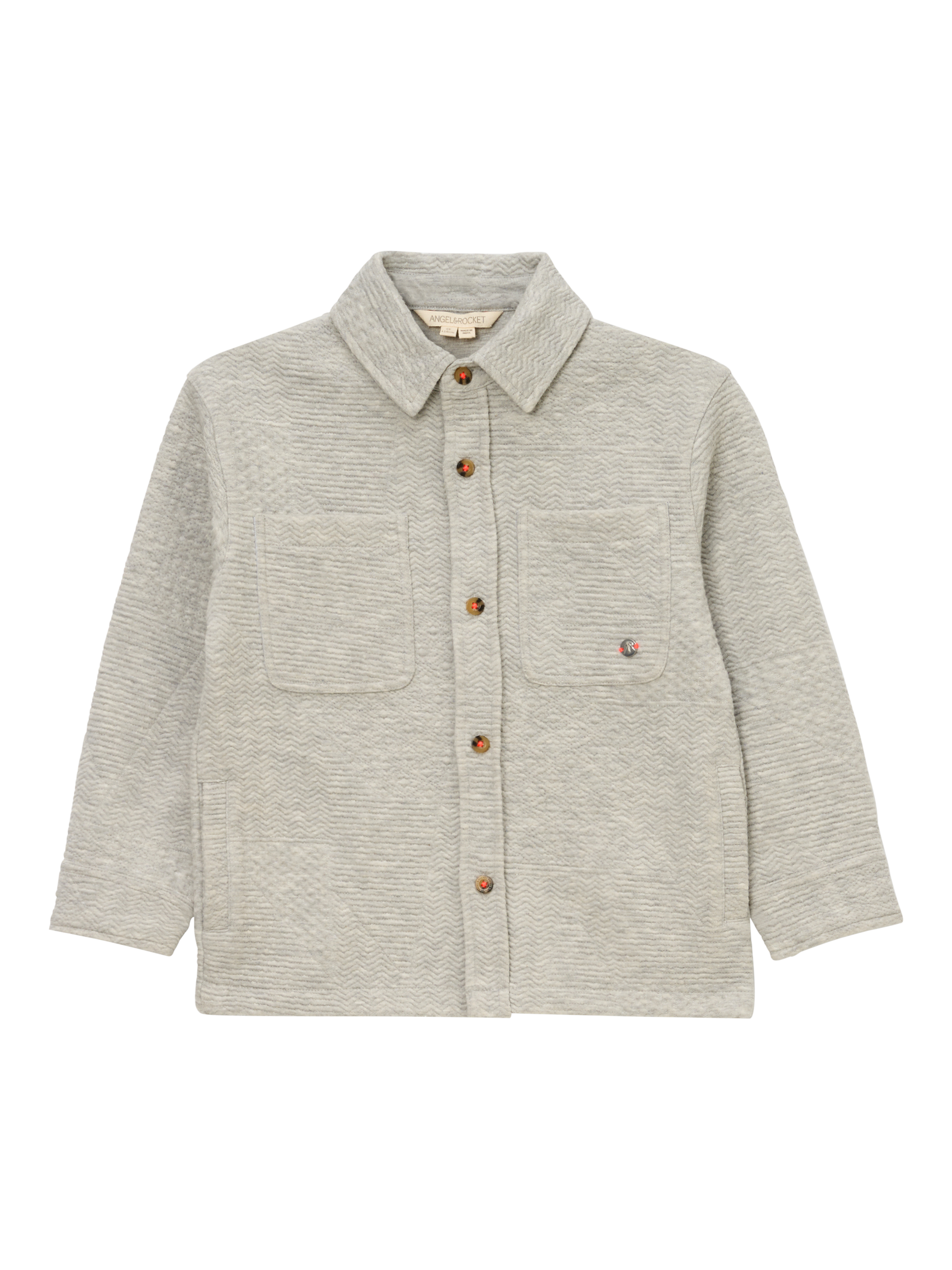 Product image 1 of 3, which shows Angel & Rocket  Kids' Quilted Knit Shirt, Grey, 4 years