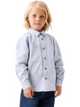 Angel & Rocket Cotton Patchwork Canvas Shirt, Blue