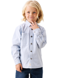 Angel & Rocket Cotton Patchwork Canvas Shirt, Blue