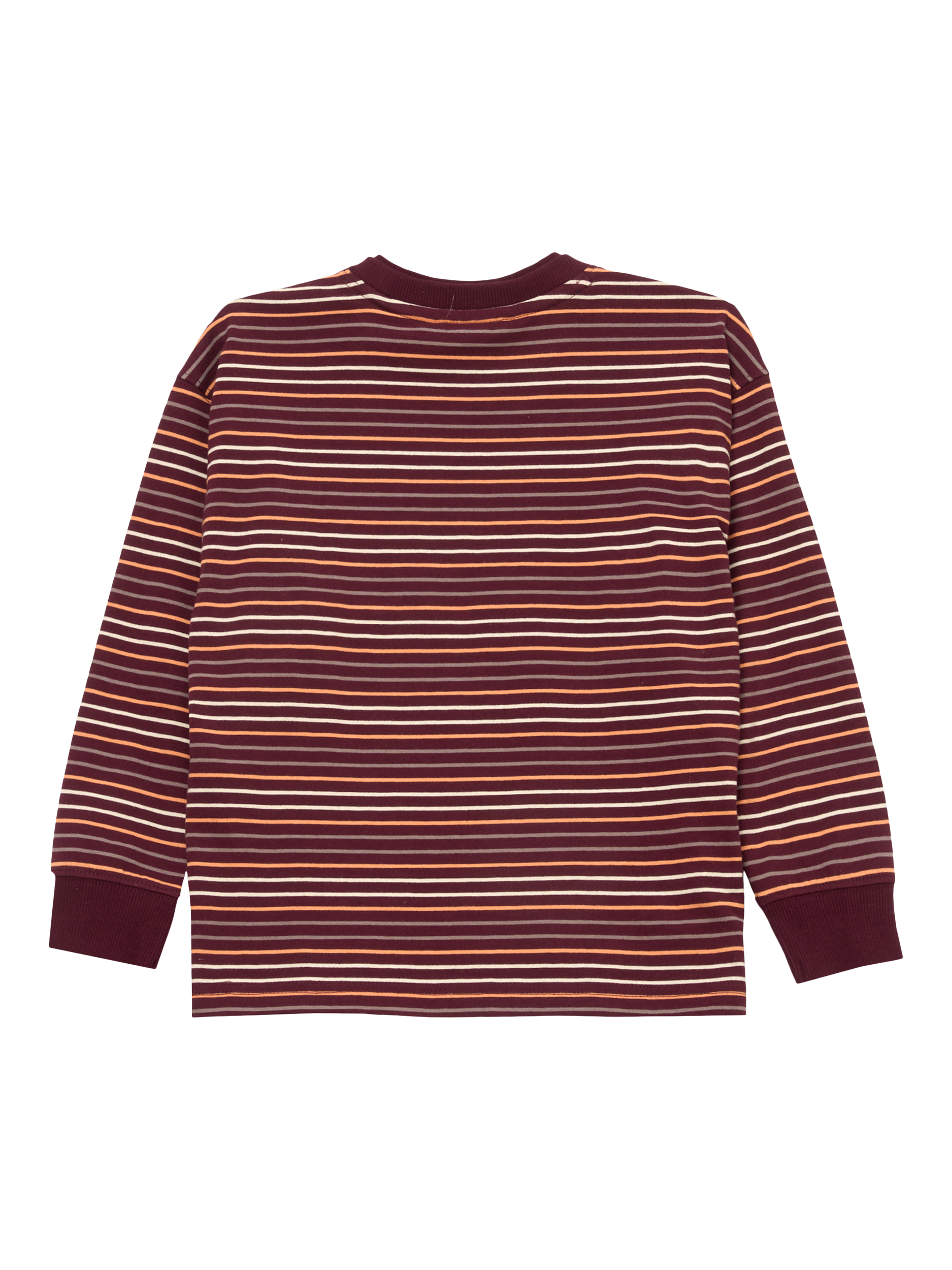 Product image 6 of 7, which shows Angel & Rocket Kids' Cotton Long Sleeved Striped T-Shirt, Burgandy, 3-4 years