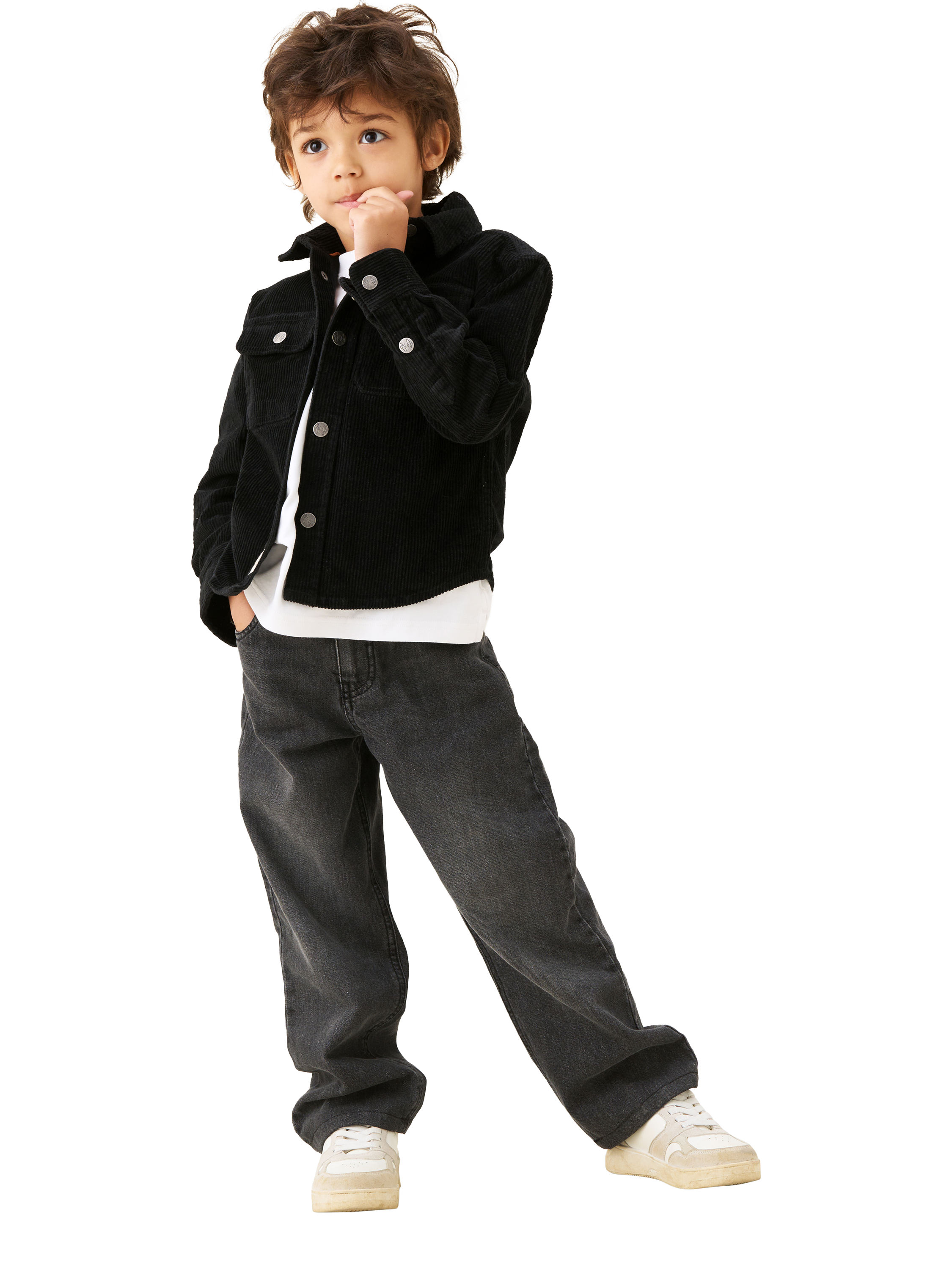 Product image 3 of 7, which shows Angel & Rocket Kids' Cord Shirt, Black, 3 years